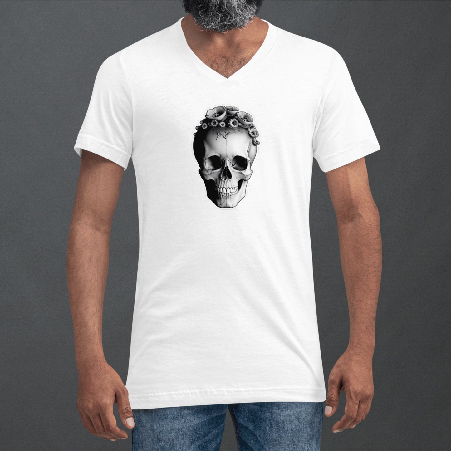 Frida Skull Minimal Goth Unisex V - Neck T - Shirt - Pale Blood Store