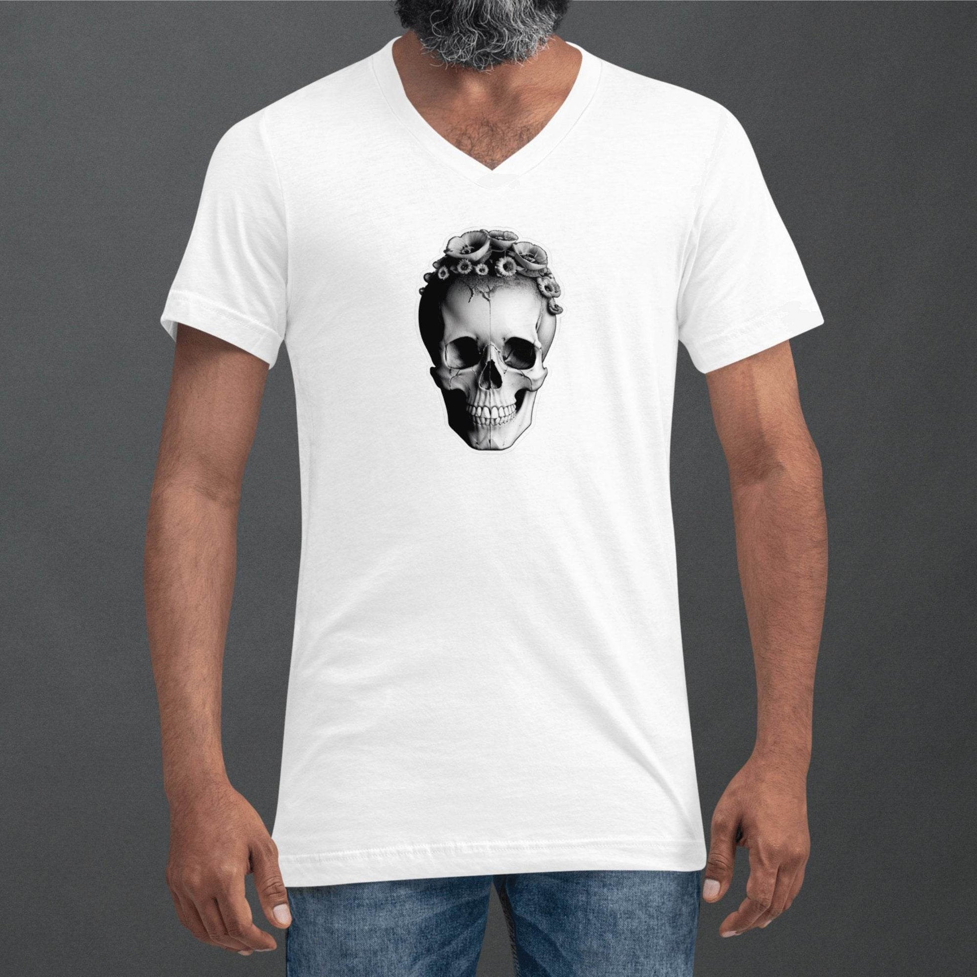 Frida Skull Minimal Goth Unisex V-Neck T-Shirt - Pale Blood Store