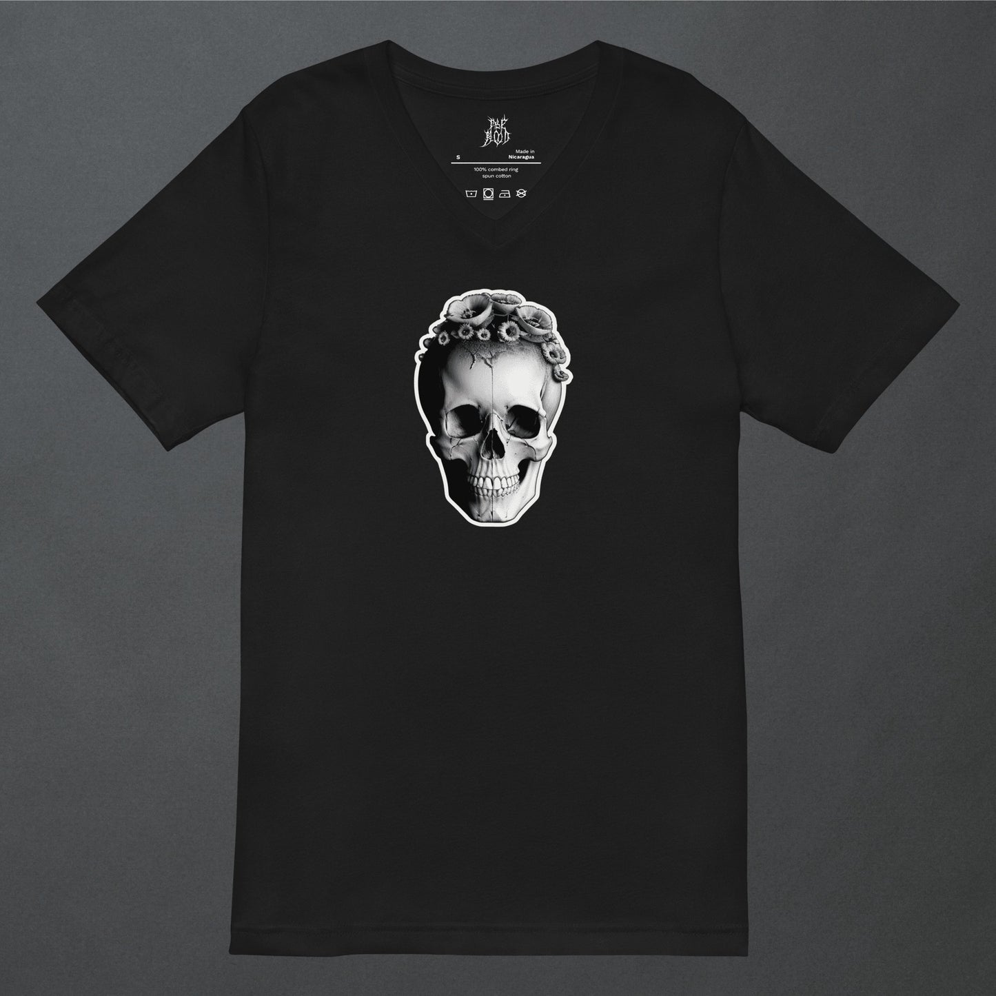 Frida Skull Minimal Goth Unisex V - Neck T - Shirt - Pale Blood Store