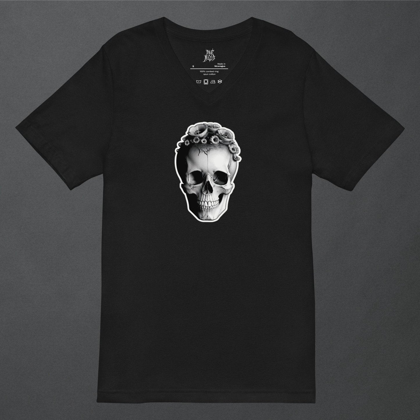 Frida Skull Minimal Goth Unisex V-Neck T-Shirt - Pale Blood Store