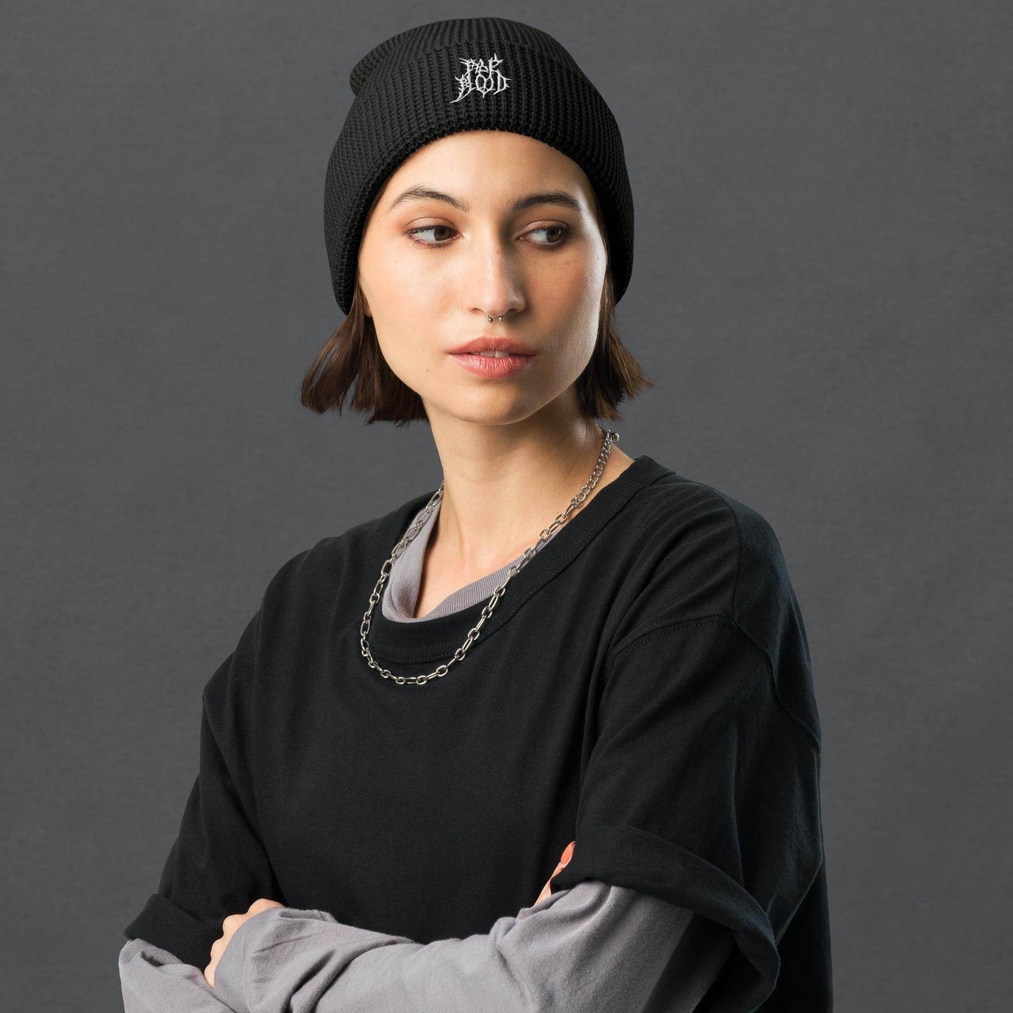 Pale Blood Black Metal Style Waffle Beanie - Pale Blood Store