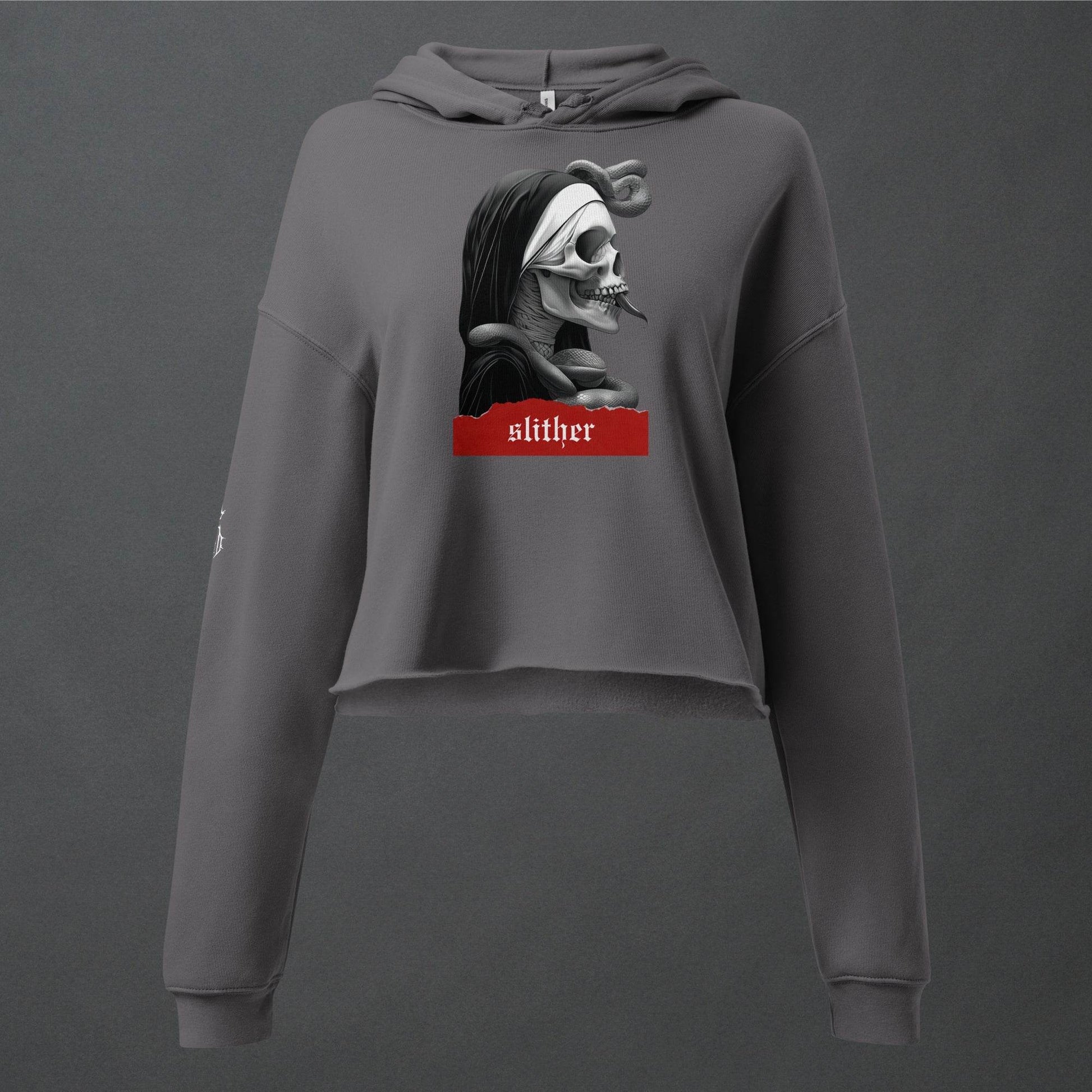 Slither Sister Black Metal Style Crop Hoodie - Pale Blood Store