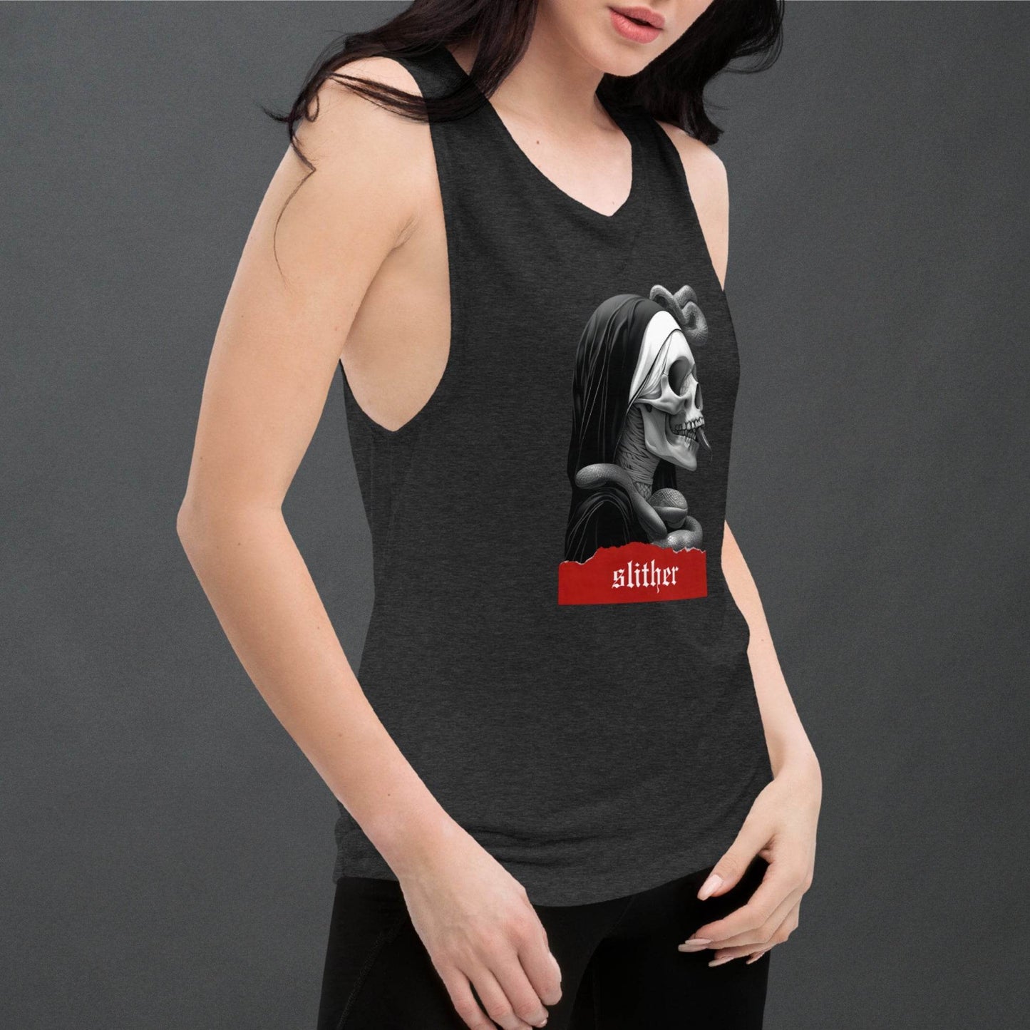 Slither Sister Black Metal Style Ladies Muscle Tank - Pale Blood Store