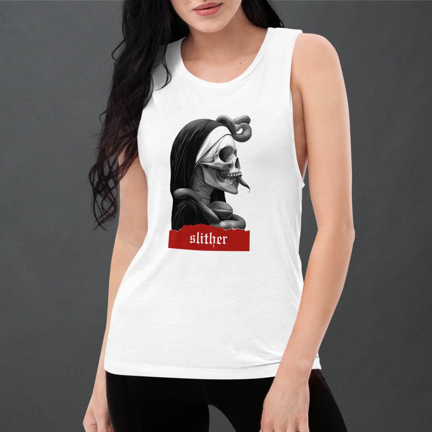 Slither Sister Black Metal Style Ladies Muscle Tank - Pale Blood Store