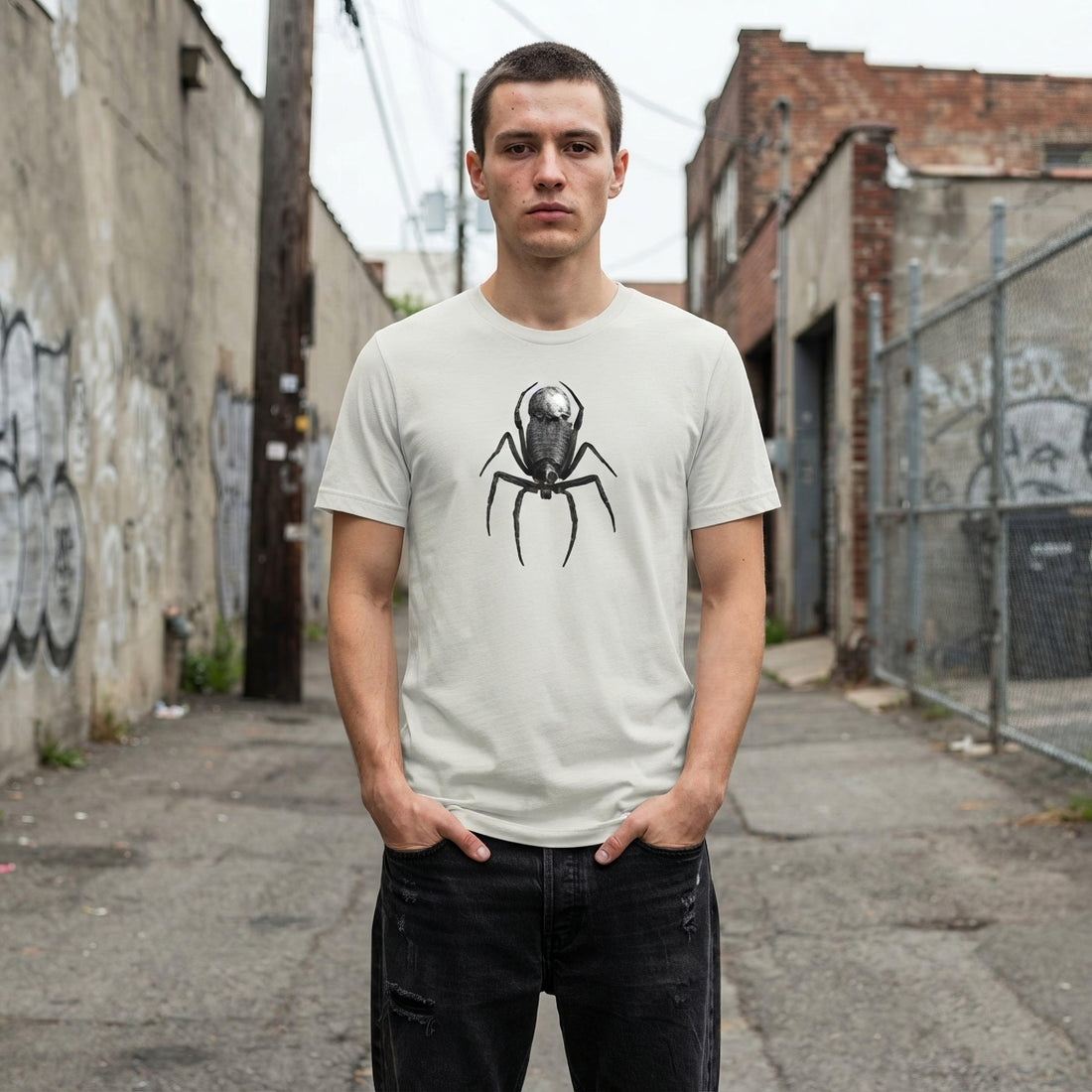 Black Spider of Death Neo Goth Unisex T-Shirt - ["black spider","chaos","cosmic horror","dark","death","goth","men","t-shirt","tee","tshirt","unisex","women"] | Pale Blood Store