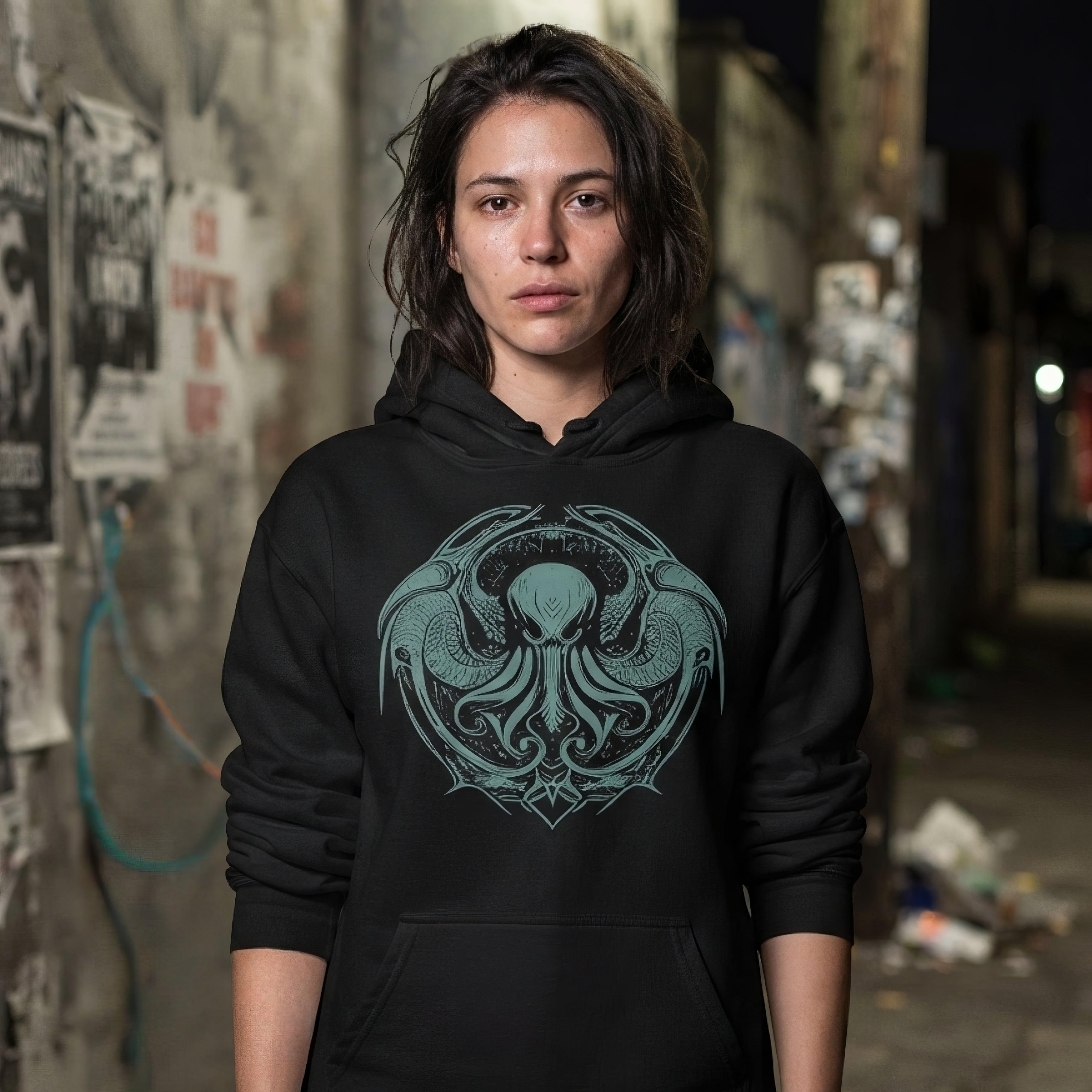Cthulhu Calling Neo Goth Unisex Hoodie - ["cosmic horror","cthulu","exclusive","gothic","hoodie","men","premium","streetwear","unisex","women"] | Pale Blood Store