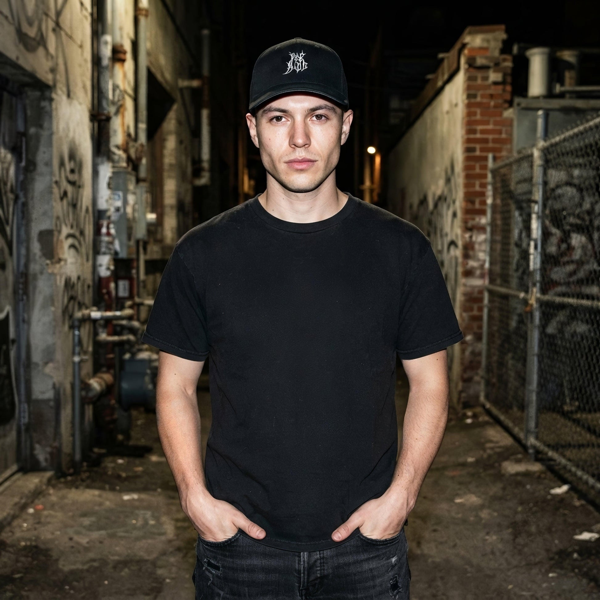 Pale Blood Logo Black Metal Style Cap - ["black","cap","dark","goth","hat","headwear","logo","minimal","paleblood"] | Pale Blood Store