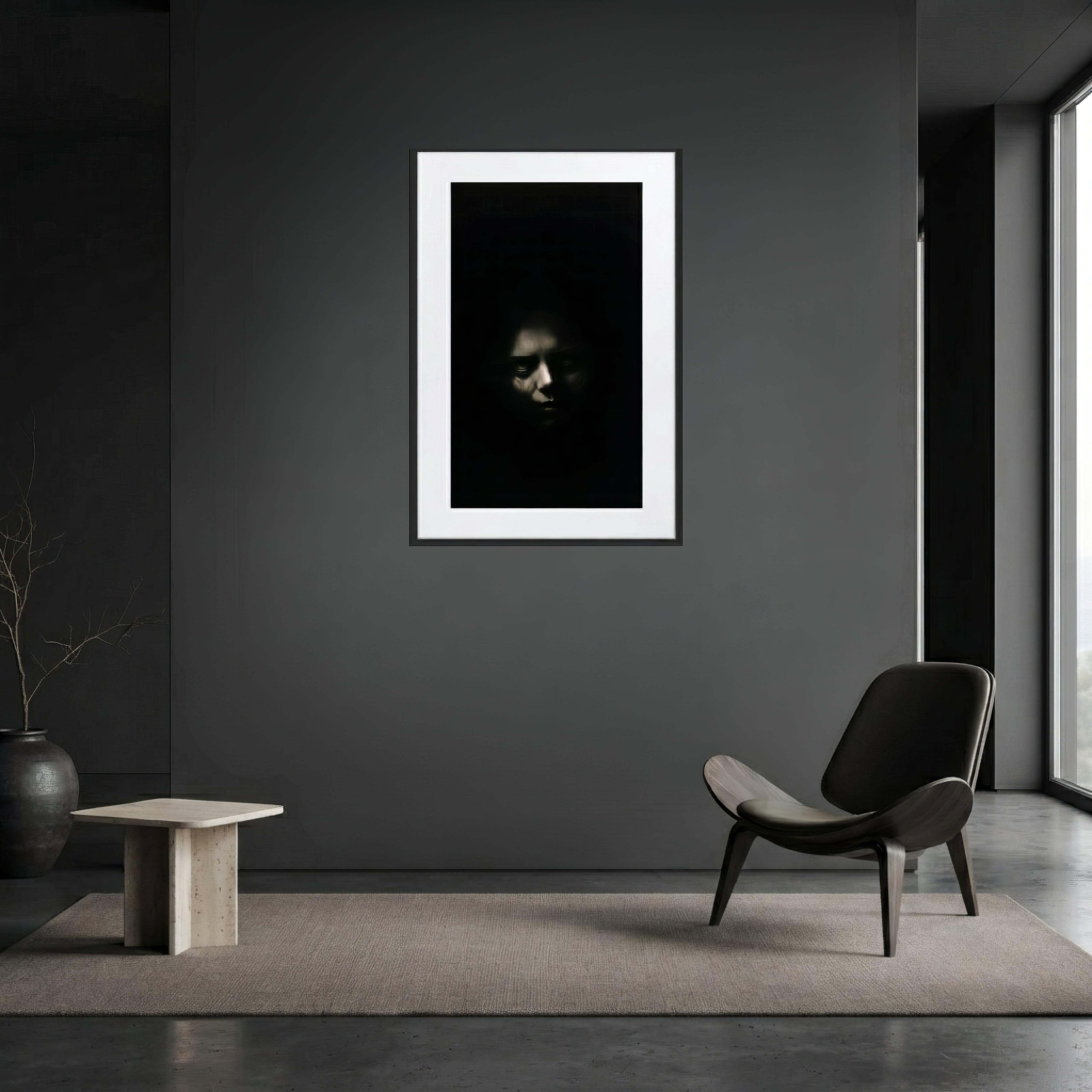 Shadowed Terror Goth Aesthetic Framed Poster W/Mat