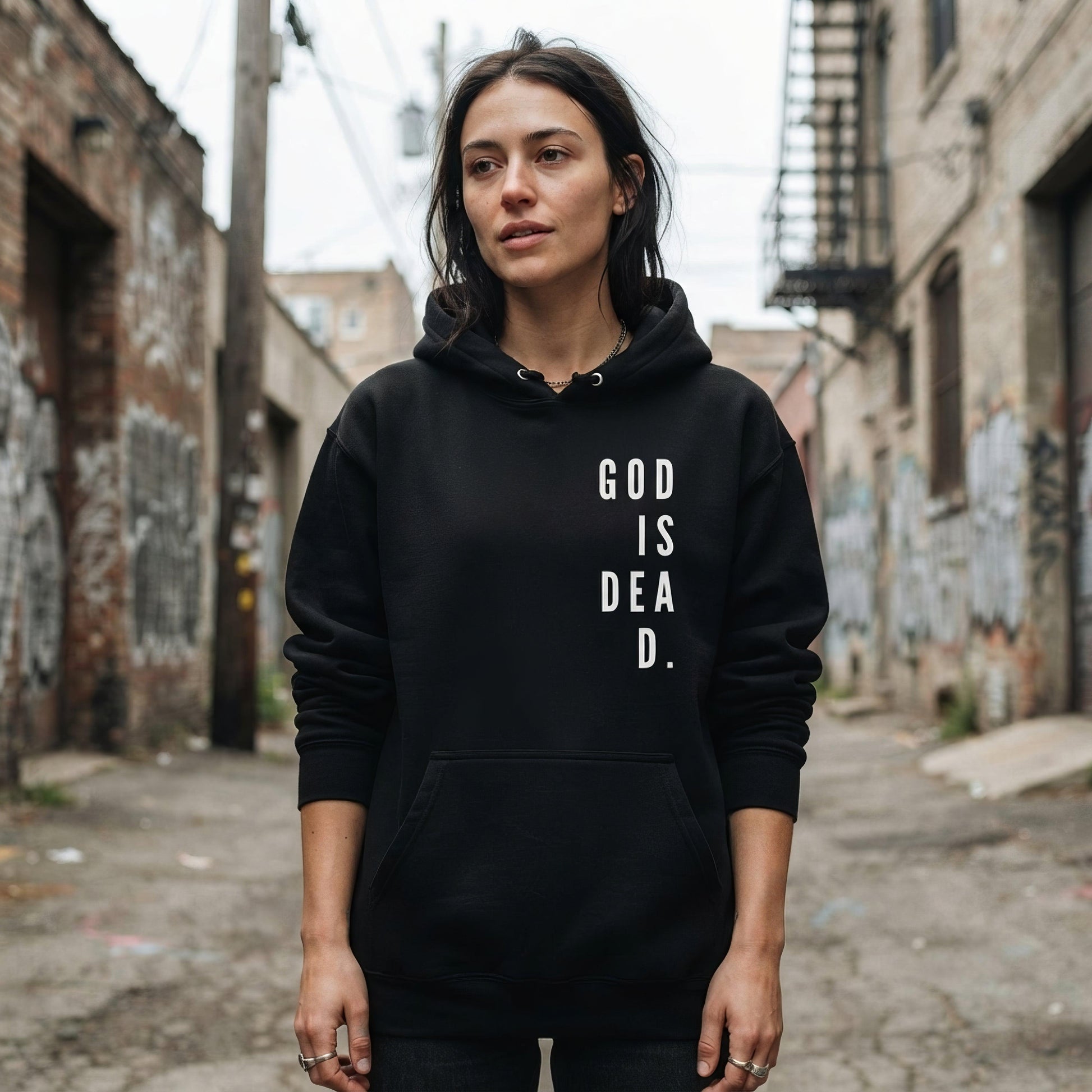 God is Dead Goth Minimalist Unisex Hoodie - ["god","hoodie","men","minimal","paleblood","winter","women"] | Pale Blood Store