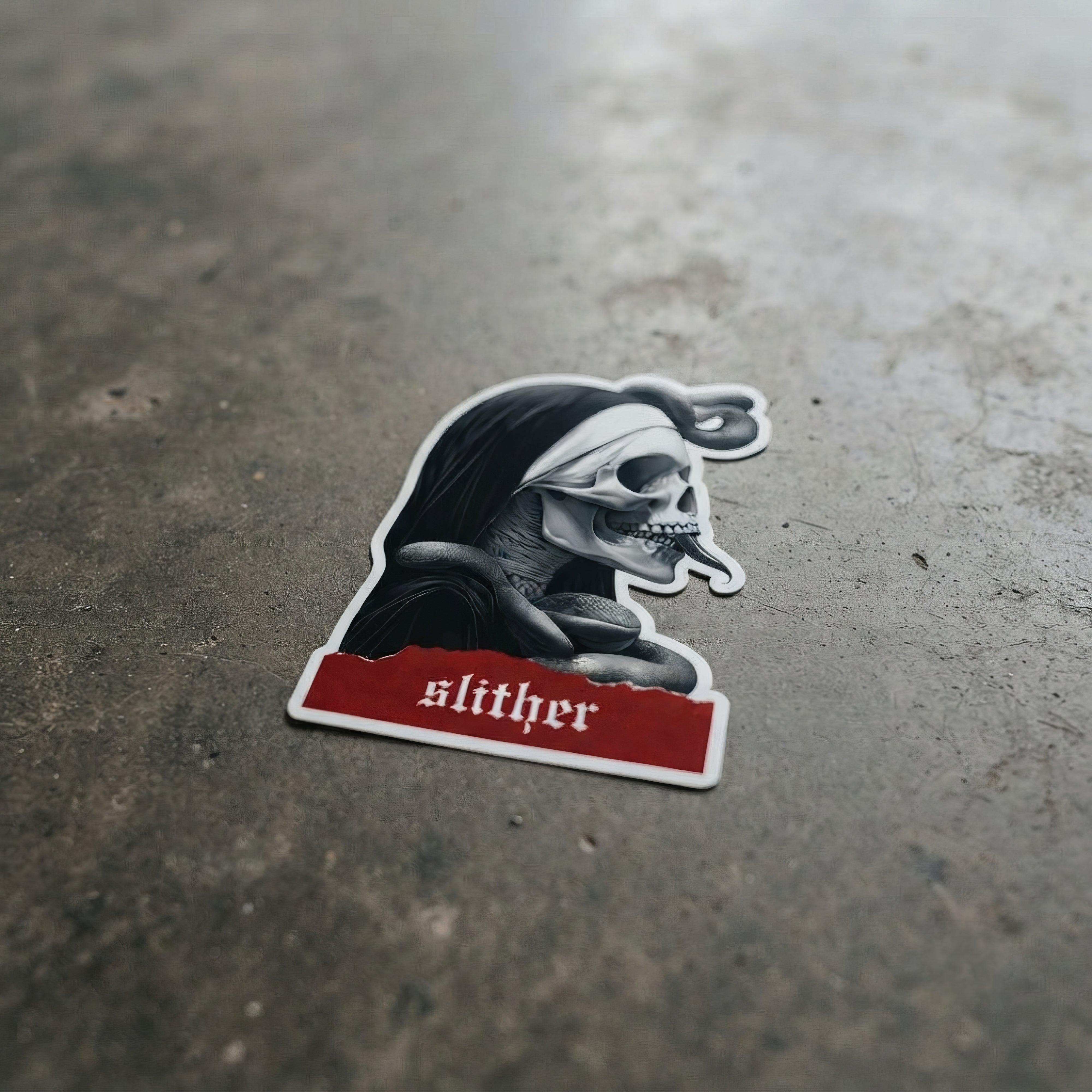 Slither Sister Black Metal Style Stickers - ["creepy","dark","nun","portrait","Slither","Slither Sister","snake","stickers"] | Pale Blood Store