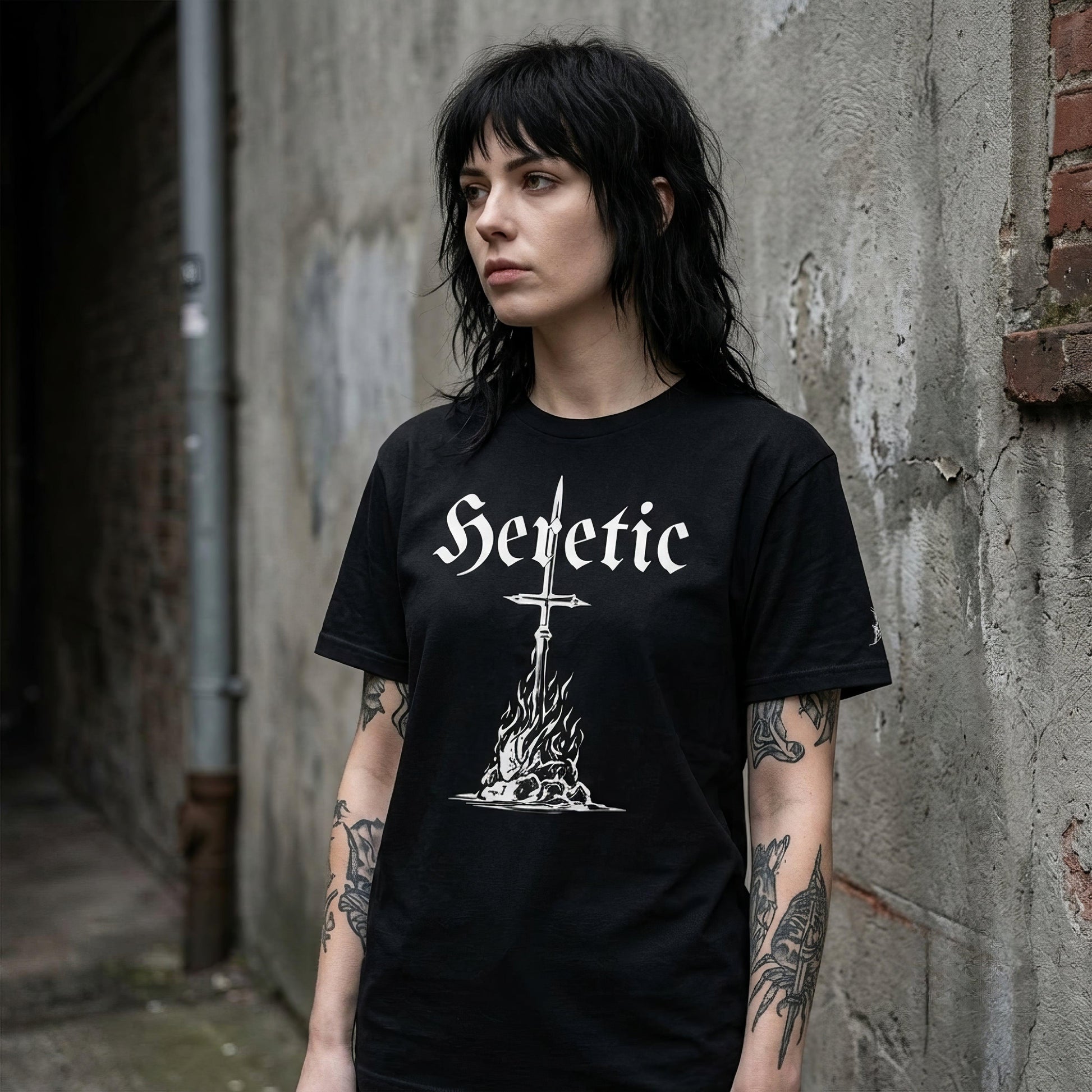 Heretic Black Metal Style Unisex T-Shirt - ["apparel","black metal style","heretic","t-shirt","tee","tshirt","unisex"] | Pale Blood Store