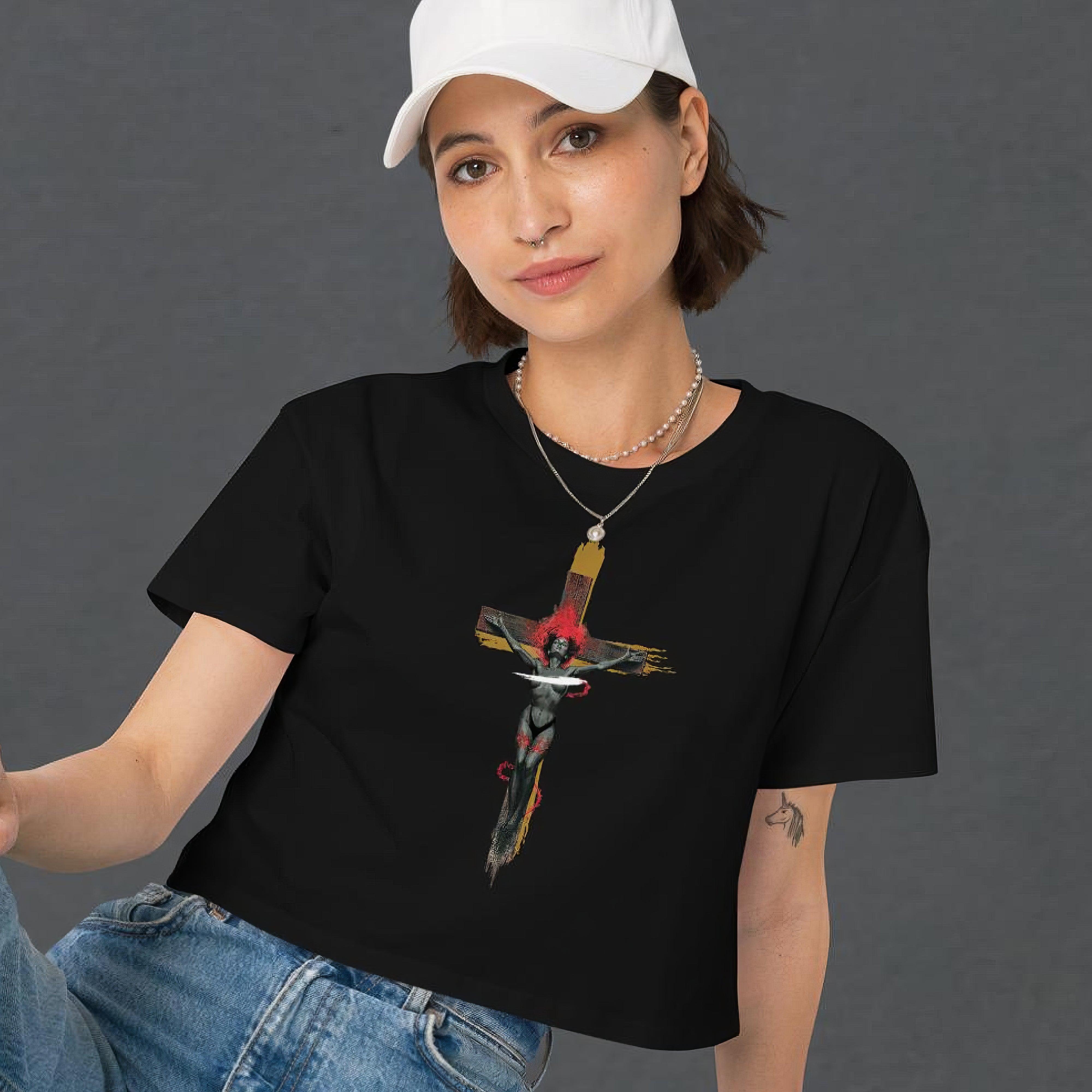 Magdalena Women’s Crop Top - ["alternative fashion","crop","crop top","dark aesthetic","Gothic clothing","magdalena","tank","top","women"] | Pale Blood Store