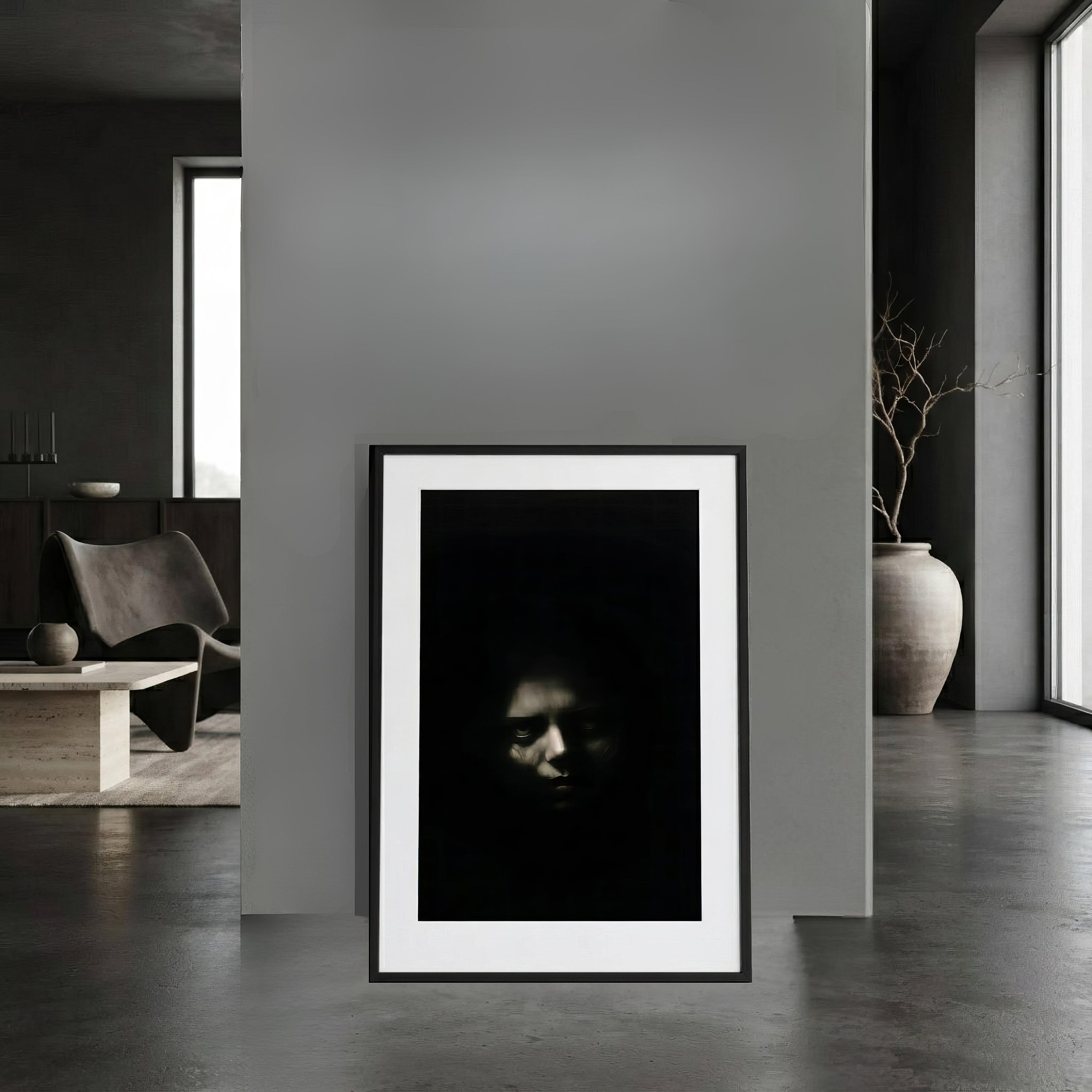 Shadowed Terror Goth Aesthetic Framed Poster W/Mat