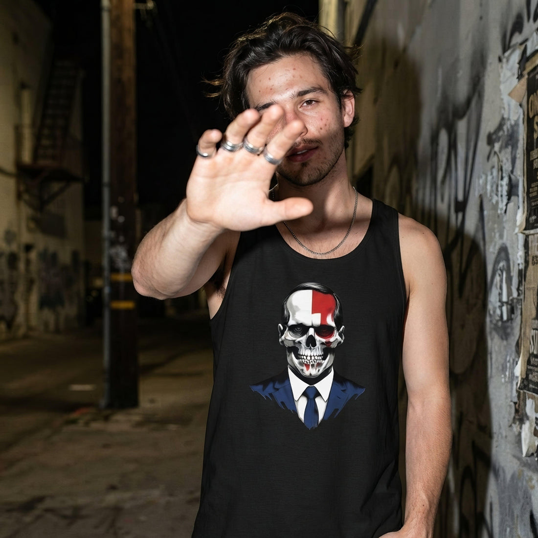Politics Goth Punk Aesthetic Mens Premium Tank Top - ["dark","goth","men","politics","skull","tank","tank top"] | Pale Blood Store
