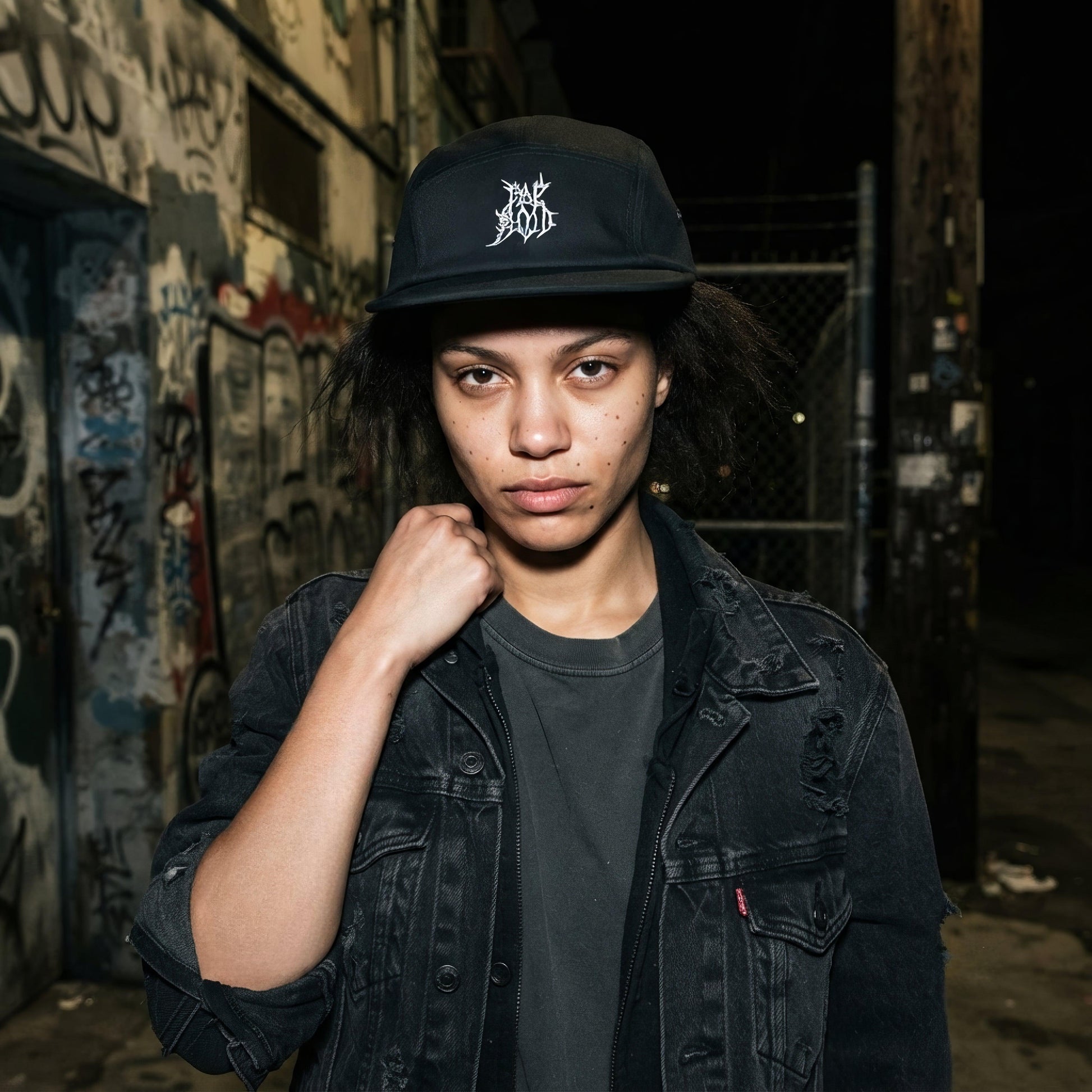Pale Blood Logo Black Metal Style Five Panel Cap - ["5 panel","cap","chaos","cosmic horror","goth","hat","headwear","logo","paleblood","unisex"] | Pale Blood Store
