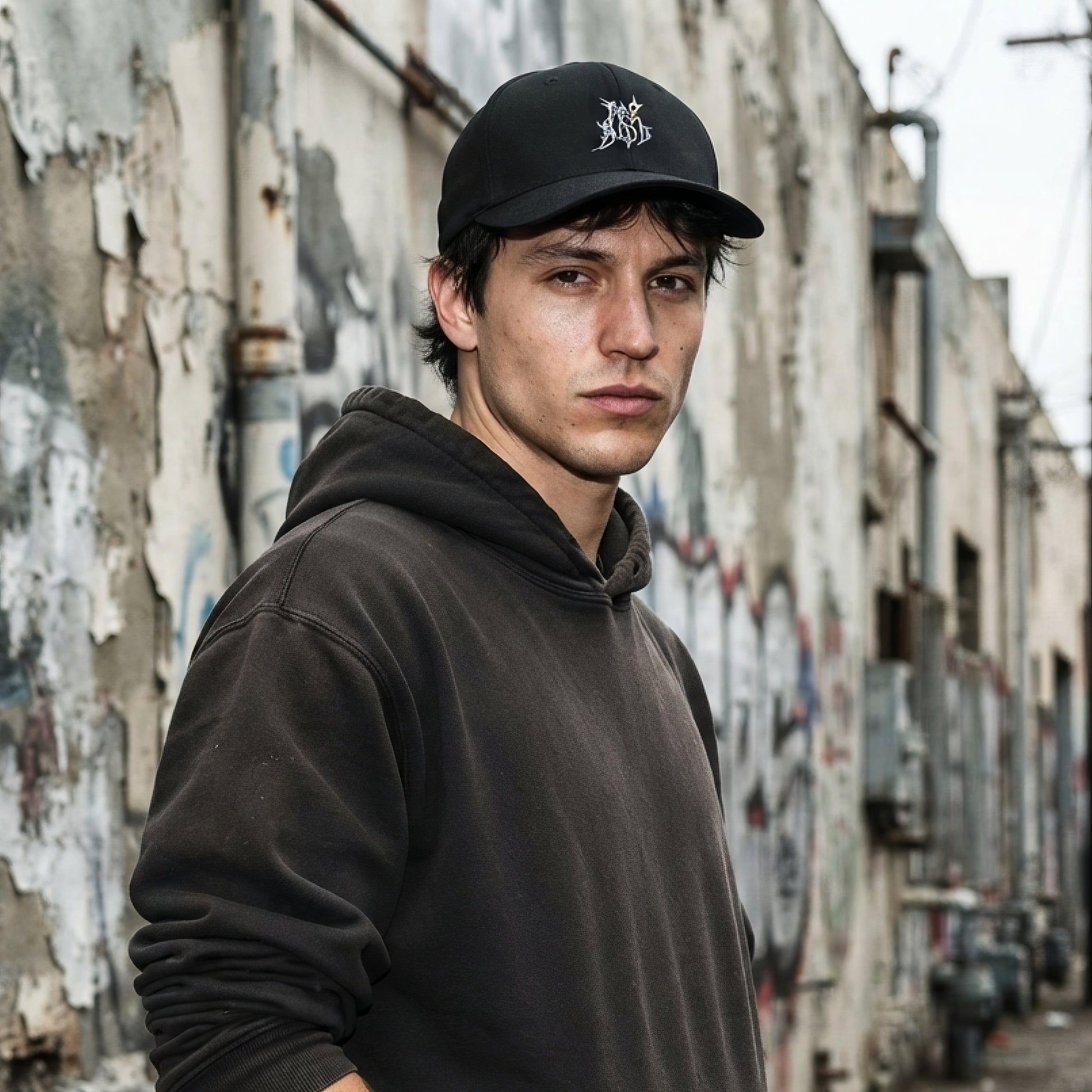 Pale Blood Logo Black Metal Style Cap - ["black","cap","dark","goth","hat","headwear","logo","minimal","paleblood"] | Pale Blood Store