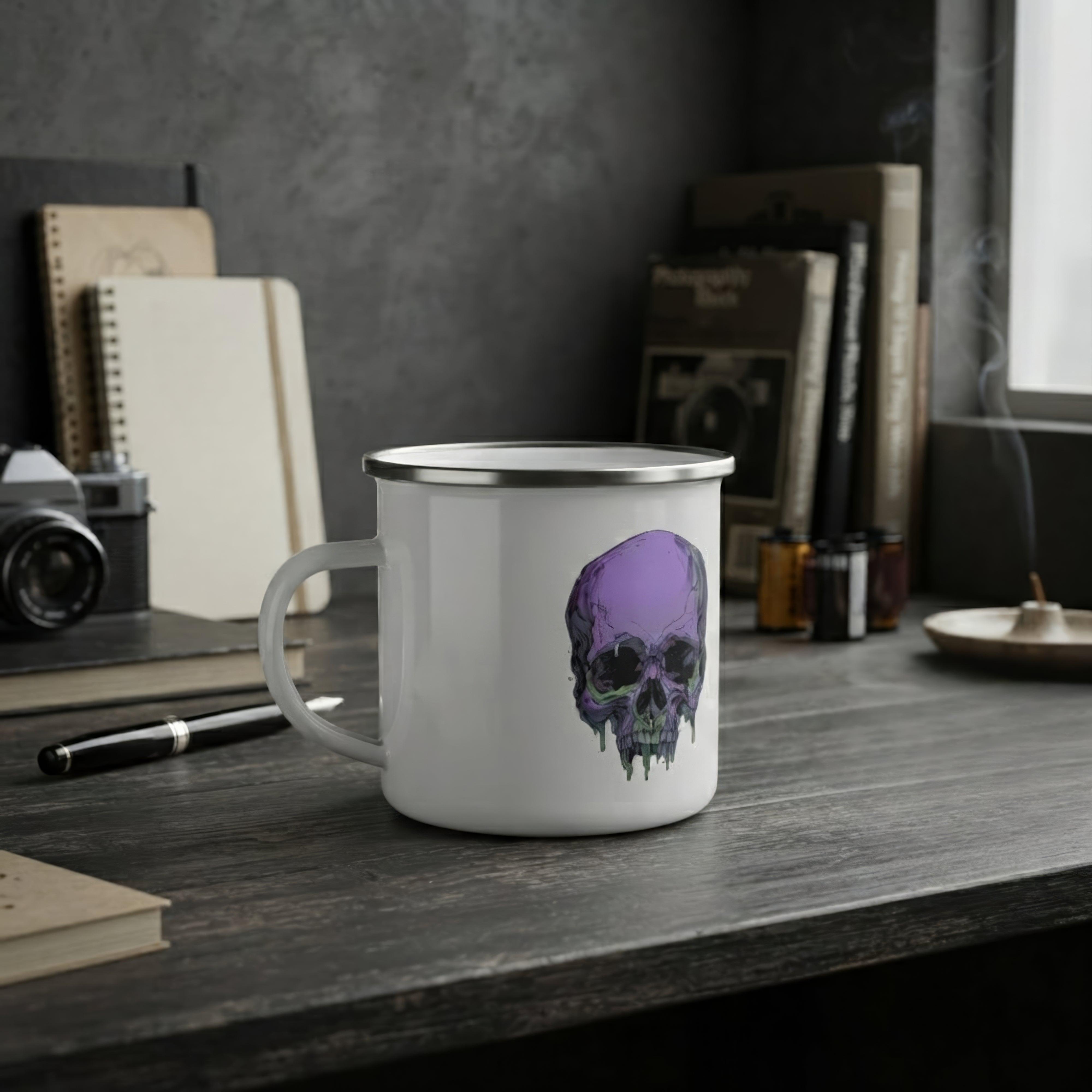 Toxic Fate 90's Goth Style Enamel Mug - ["accessories","drinkware","enamel mug","mug","skull","toxic","toxic fate"] | Pale Blood Store
