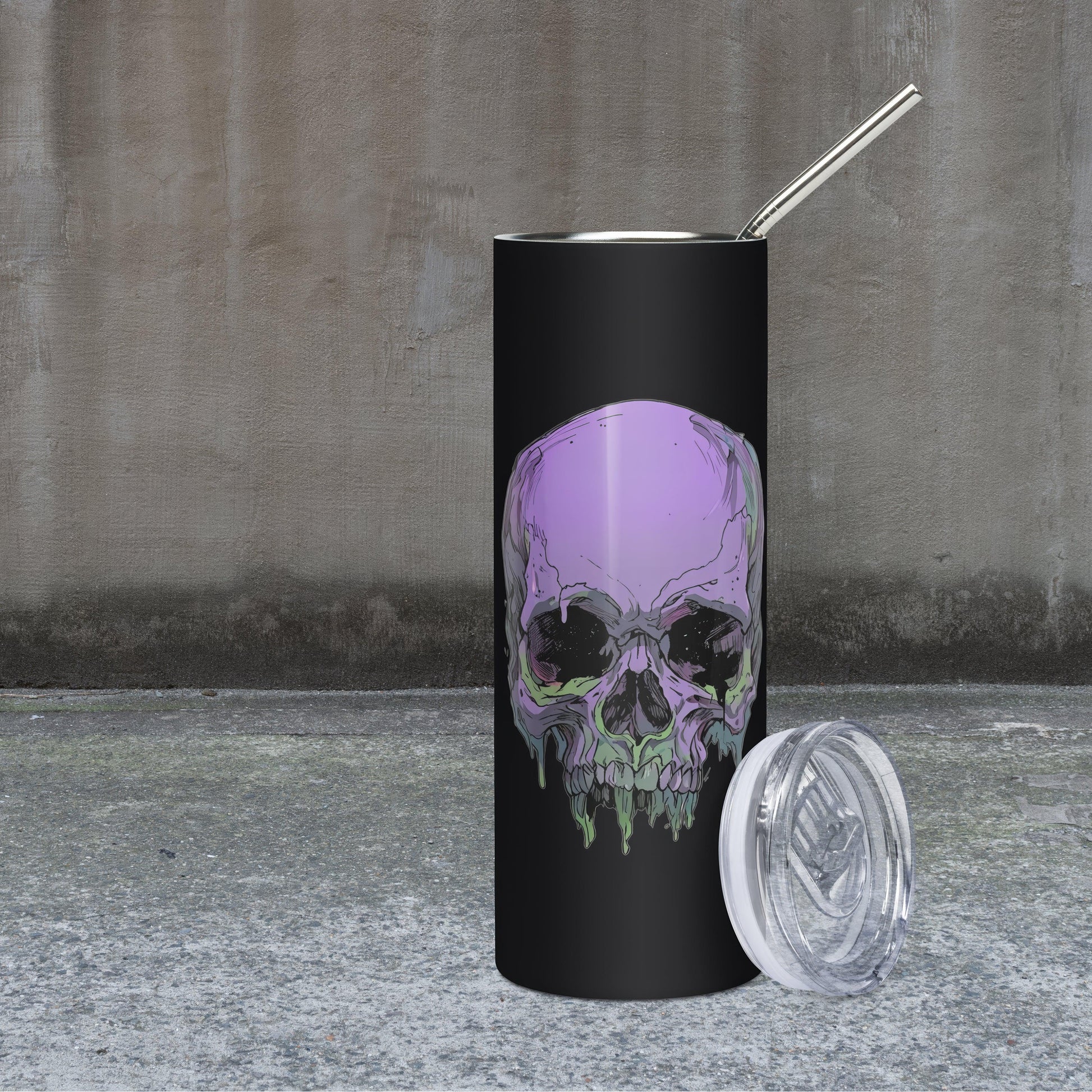 Toxic Fate 90's Goth Style Stainless Steel Tumbler - ["accessories","drinkware","skull","steel tumbler","toxic","toxic fate","tumbler"] | Pale Blood Store