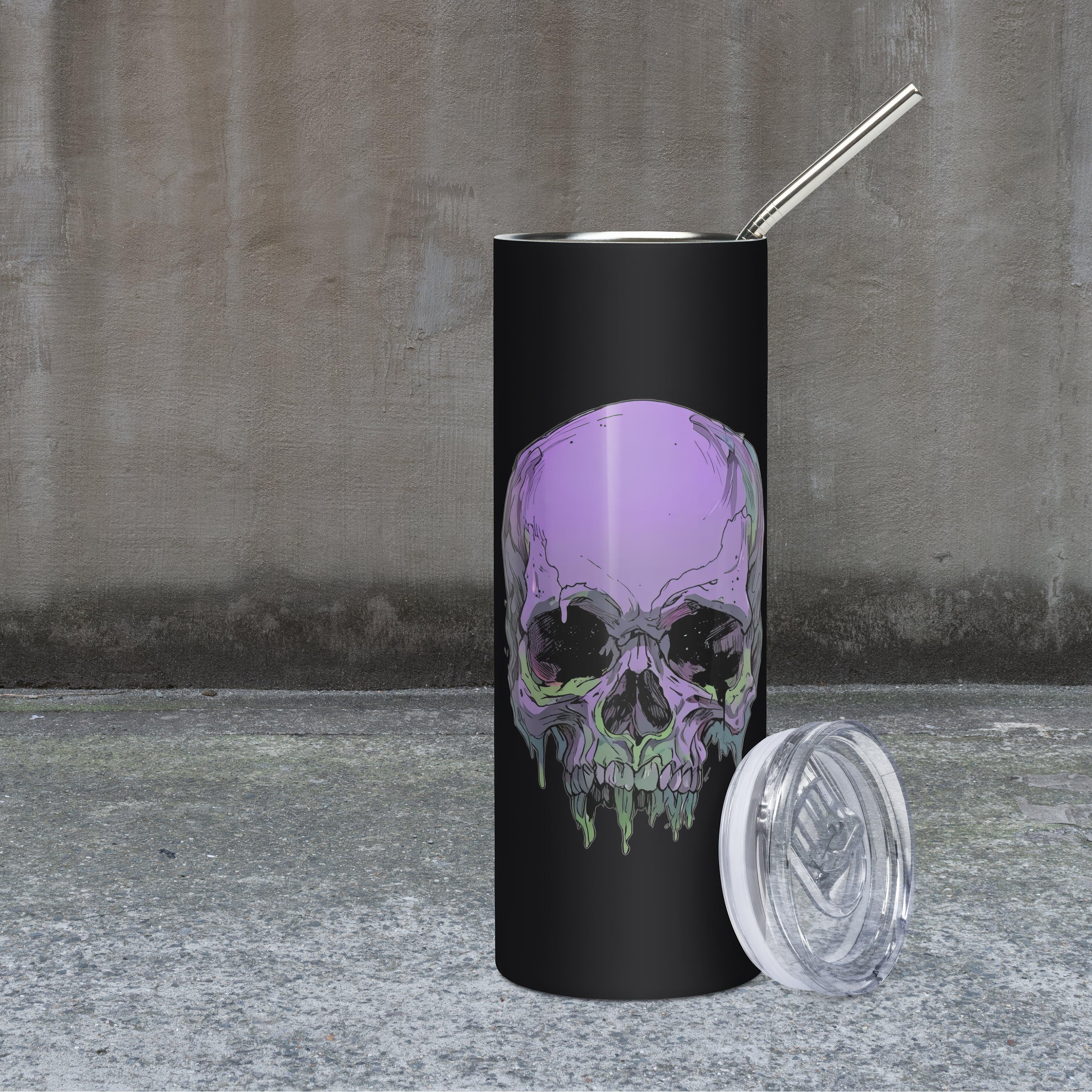 Toxic Fate 90's Goth Style Stainless Steel Tumbler - ["accessories","drinkware","skull","steel tumbler","toxic","toxic fate","tumbler"] | Pale Blood Store