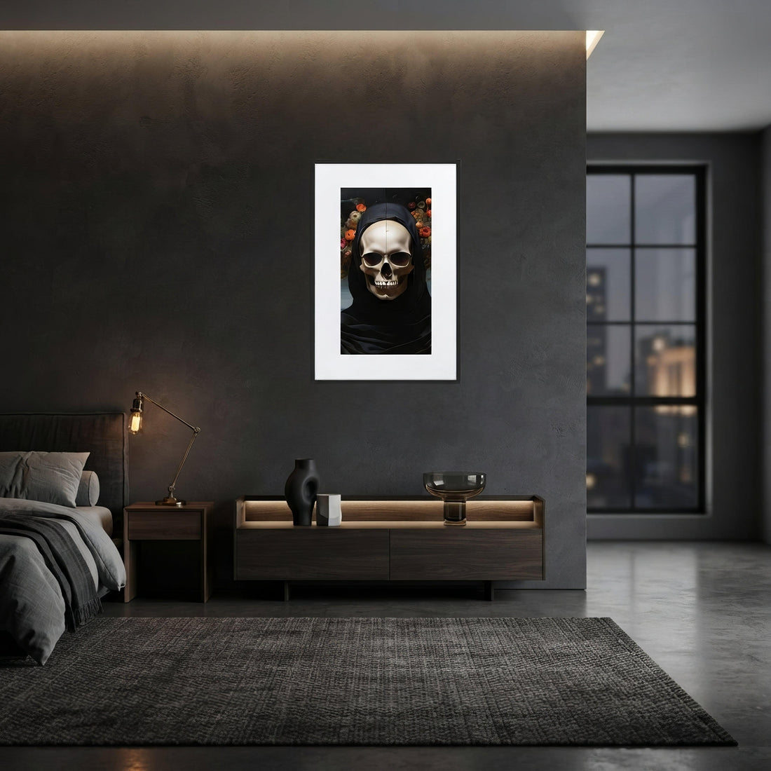 Eternal Bloom Goth Aesthetic Framed Poster W/Mat - ["dark","decor","flowers","framed","framed poster","Framed Poster With Mat","goth","portrait","poster","skull"] | Pale Blood Store