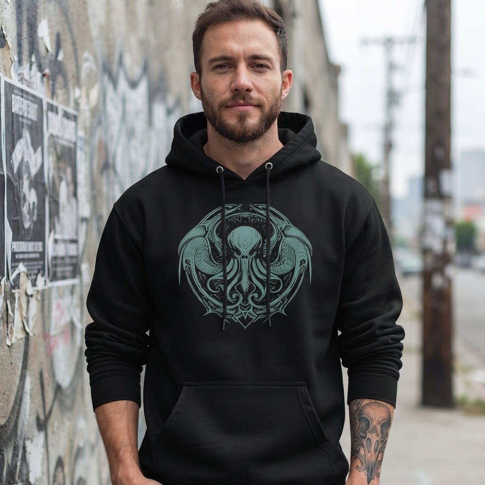 Cthulhu Calling Neo Goth Unisex Hoodie - ["cosmic horror","cthulu","exclusive","gothic","hoodie","men","premium","streetwear","unisex","women"] | Pale Blood Store