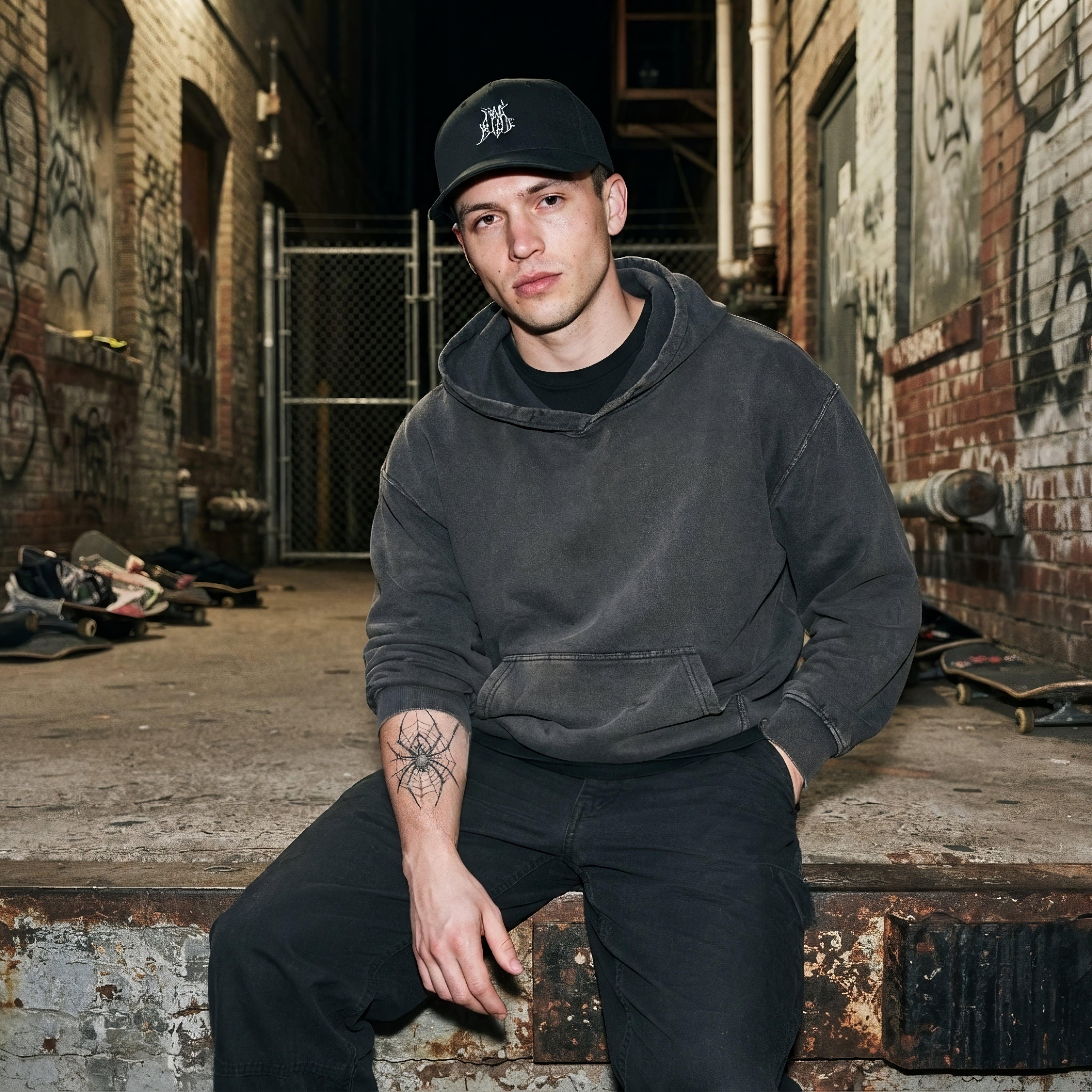 Pale Blood Logo Black Metal Style Cap - ["black","cap","dark","goth","hat","headwear","logo","minimal","paleblood"] | Pale Blood Store