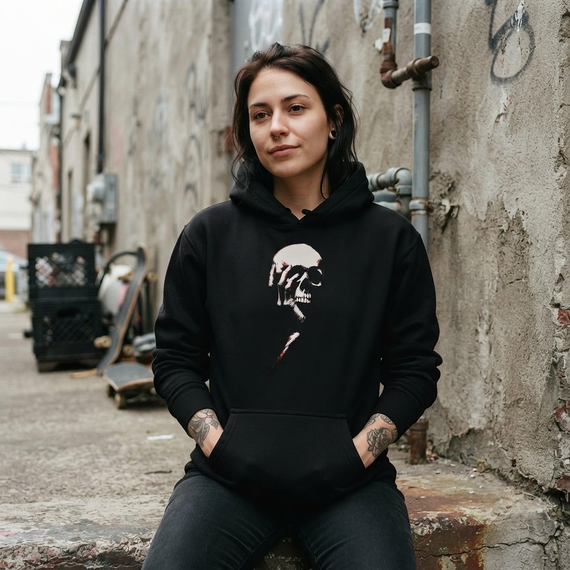 Handball Unisex Hoodie - ["alternative fashion","dark aesthetic","Gothic clothing","handball","hoodie","men","skull art","unisex","women"] | Pale Blood Store