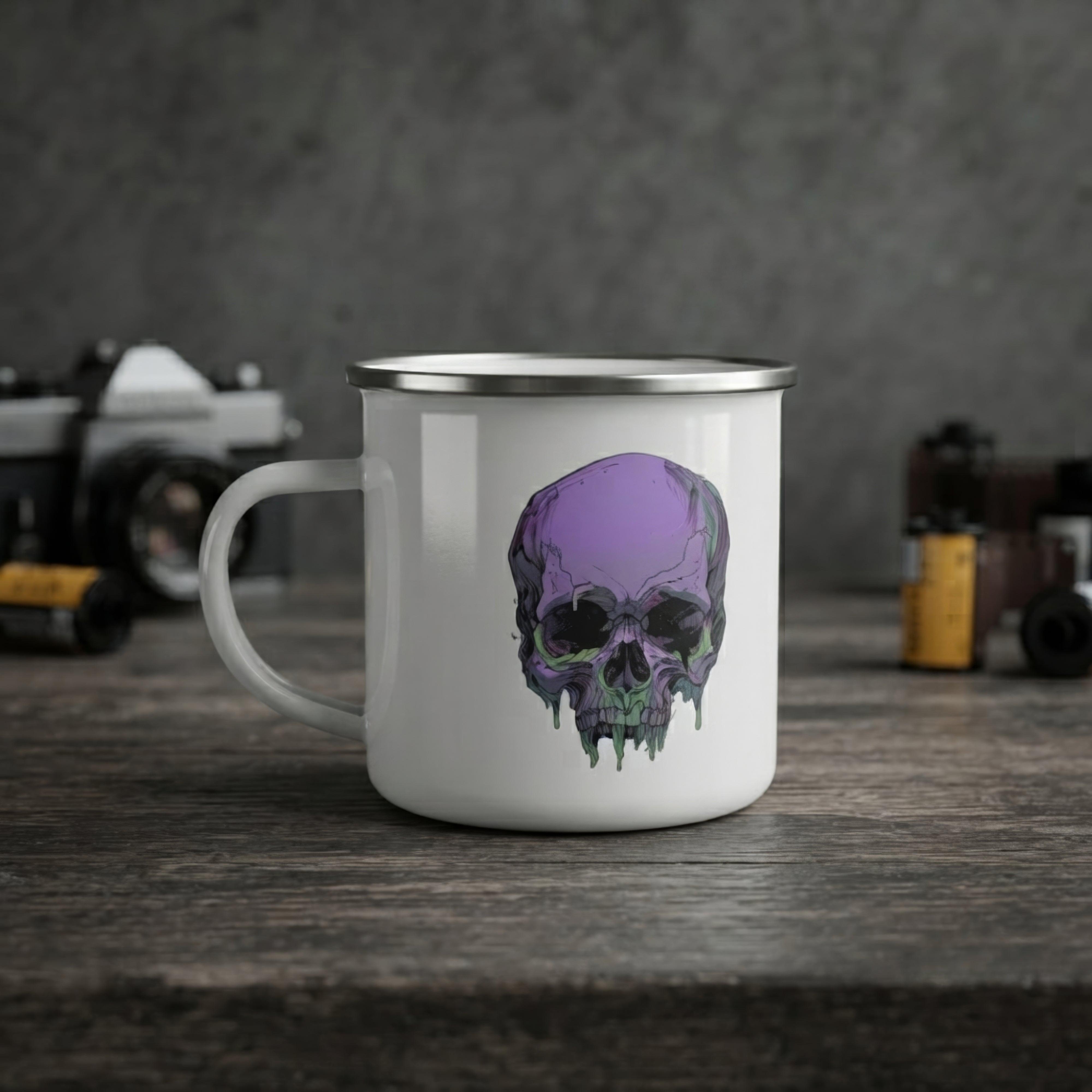 Toxic Fate 90's Goth Style Enamel Mug - ["accessories","drinkware","enamel mug","mug","skull","toxic","toxic fate"] | Pale Blood Store