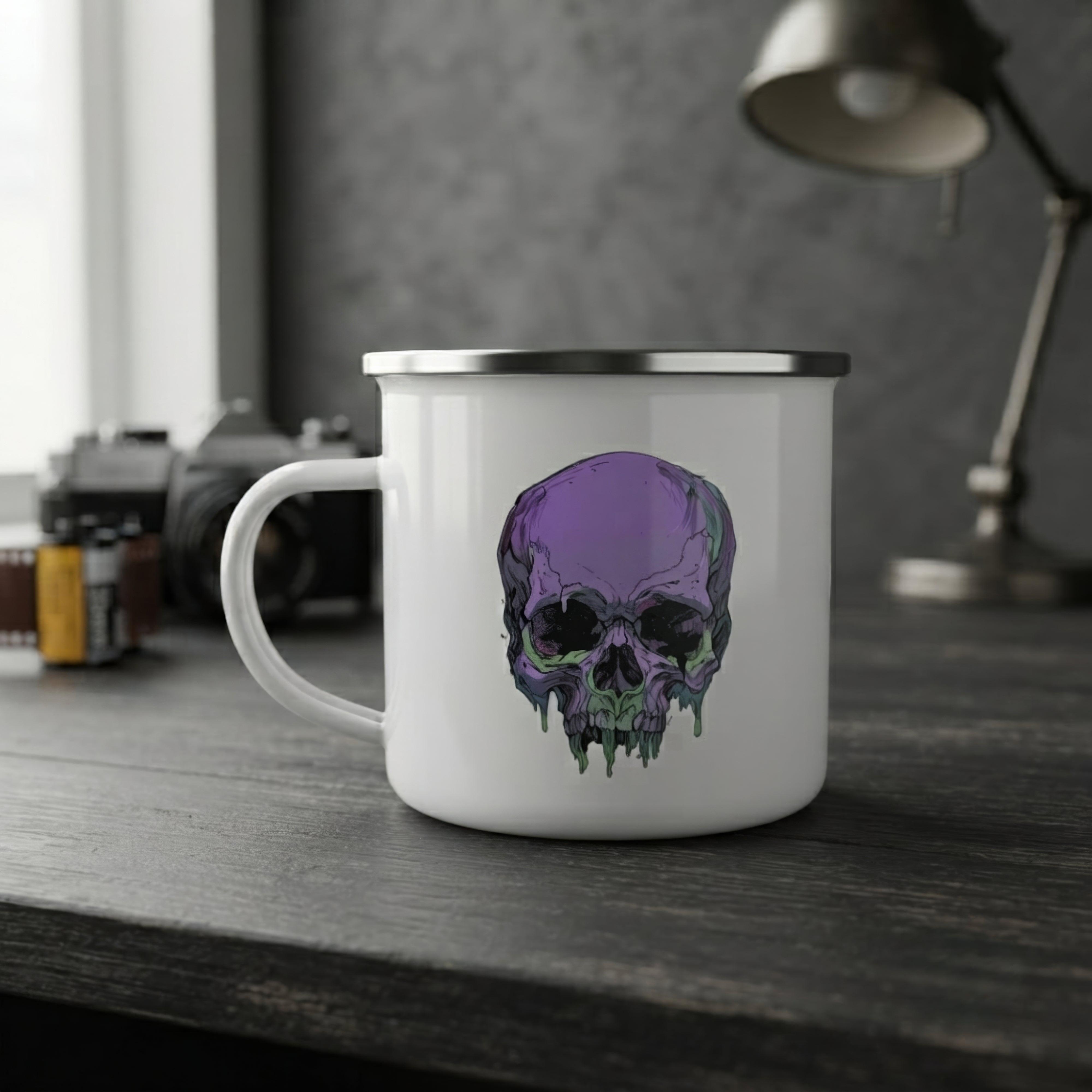 Toxic Fate 90's Goth Style Enamel Mug - ["accessories","drinkware","enamel mug","mug","skull","toxic","toxic fate"] | Pale Blood Store