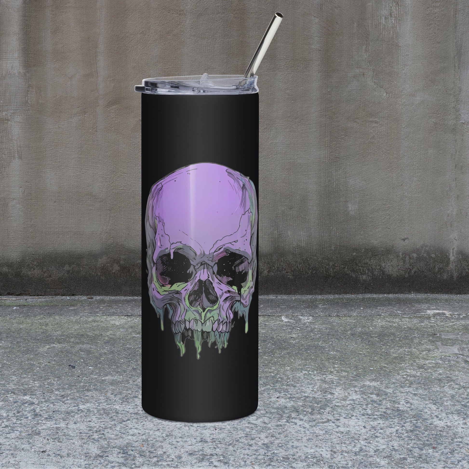 Toxic Fate 90's Goth Style Stainless Steel Tumbler - ["accessories","drinkware","skull","steel tumbler","toxic","toxic fate","tumbler"] | Pale Blood Store