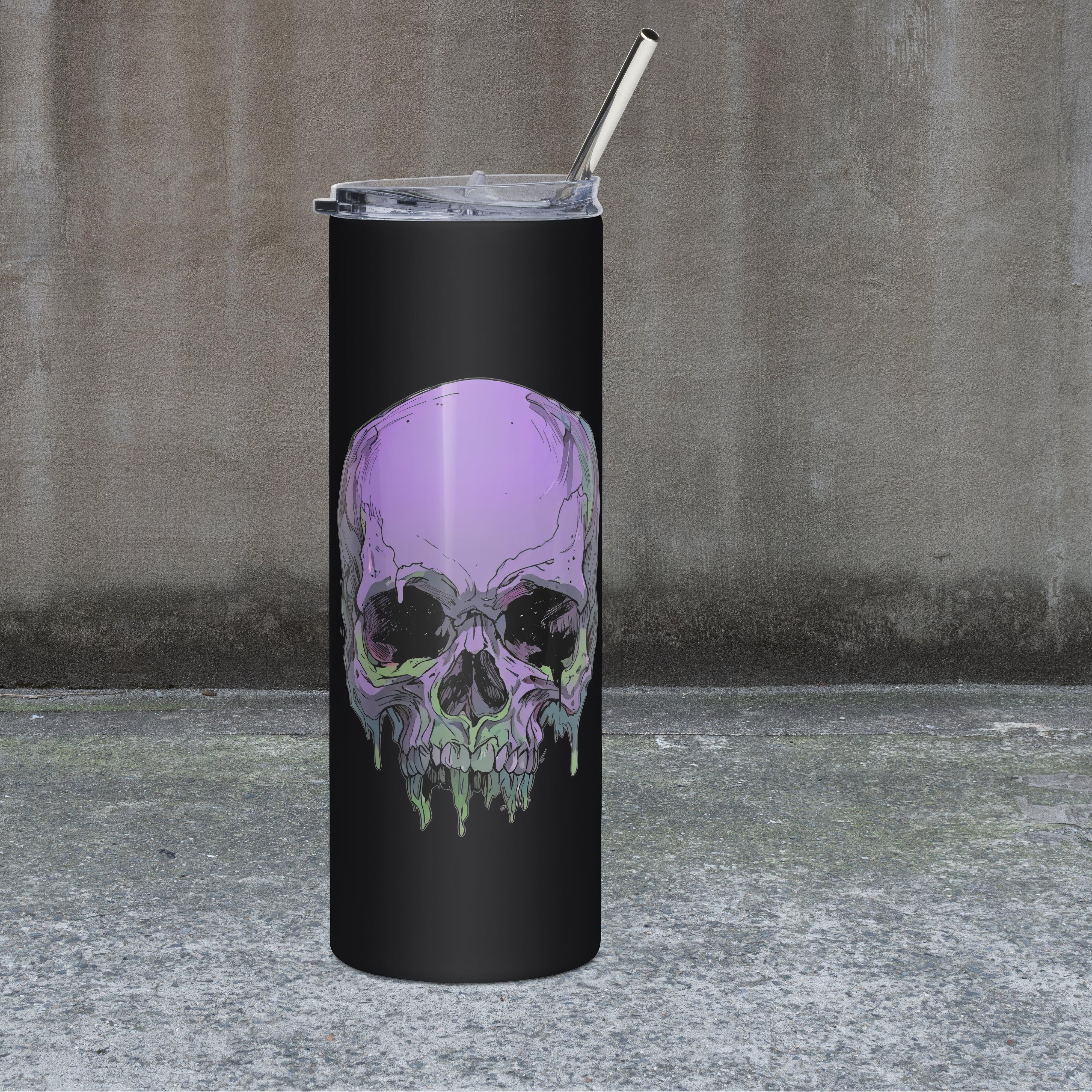 Toxic Fate 90's Goth Style Stainless Steel Tumbler - ["accessories","drinkware","skull","steel tumbler","toxic","toxic fate","tumbler"] | Pale Blood Store