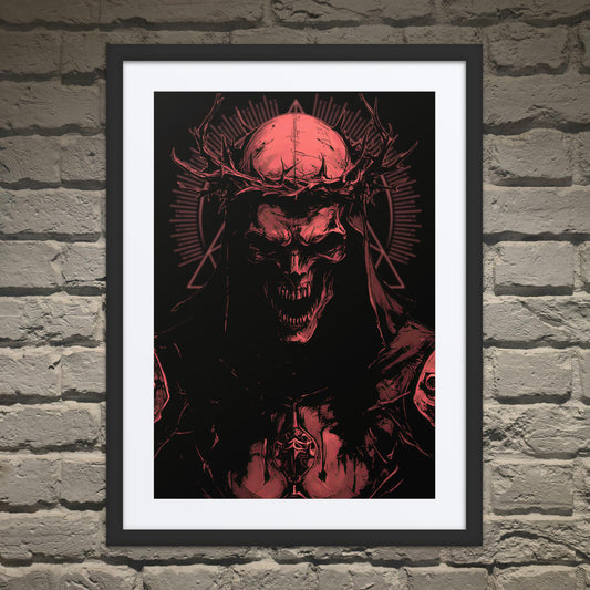 Crowned in Suffering Dark Pop Mono Red Framed Poster - Pale Blood Store