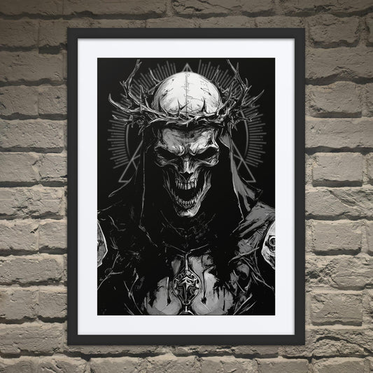 Crowned in Suffering Dark Pop Mono White Framed Poster - Pale Blood Store