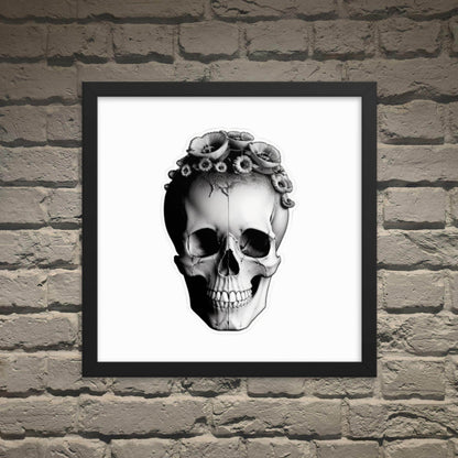 Frida Skull Minimal Goth Framed Poster - Pale Blood Store