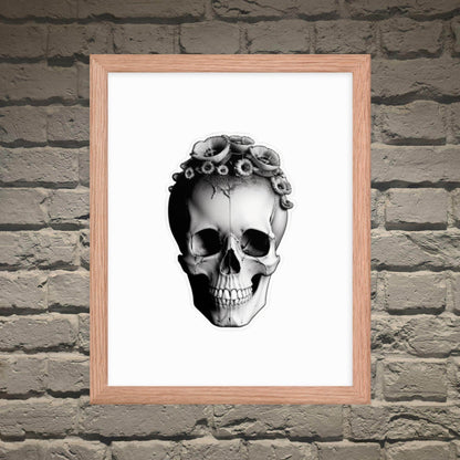 Frida Skull Minimal Goth Framed Poster - Pale Blood Store