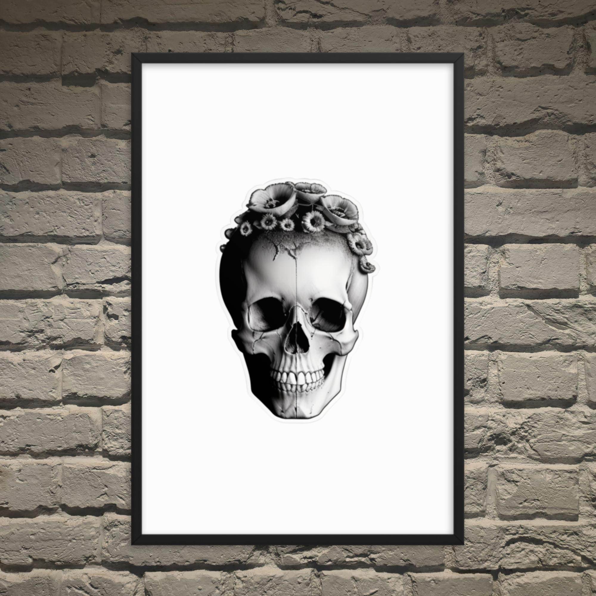 Frida Skull Minimal Goth Framed Poster - Pale Blood Store