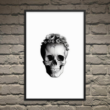 Frida Skull Minimal Goth Framed Poster - Pale Blood Store