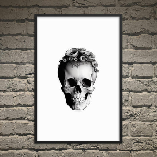 Frida Skull Minimal Goth Framed Poster - Pale Blood Store