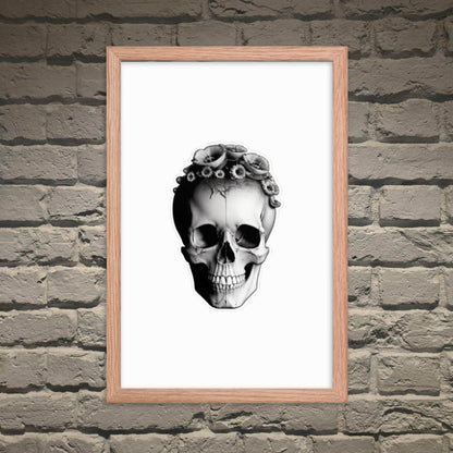 Frida Skull Minimal Goth Framed Poster - Pale Blood Store