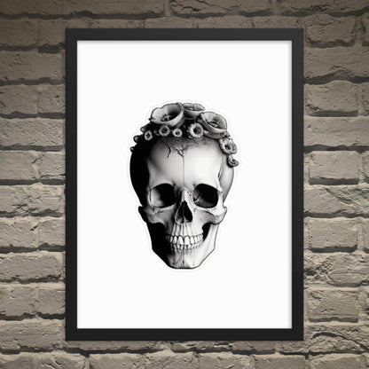 Frida Skull Minimal Goth Framed Poster - Pale Blood Store