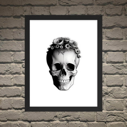 Frida Skull Minimal Goth Framed Poster - Pale Blood Store