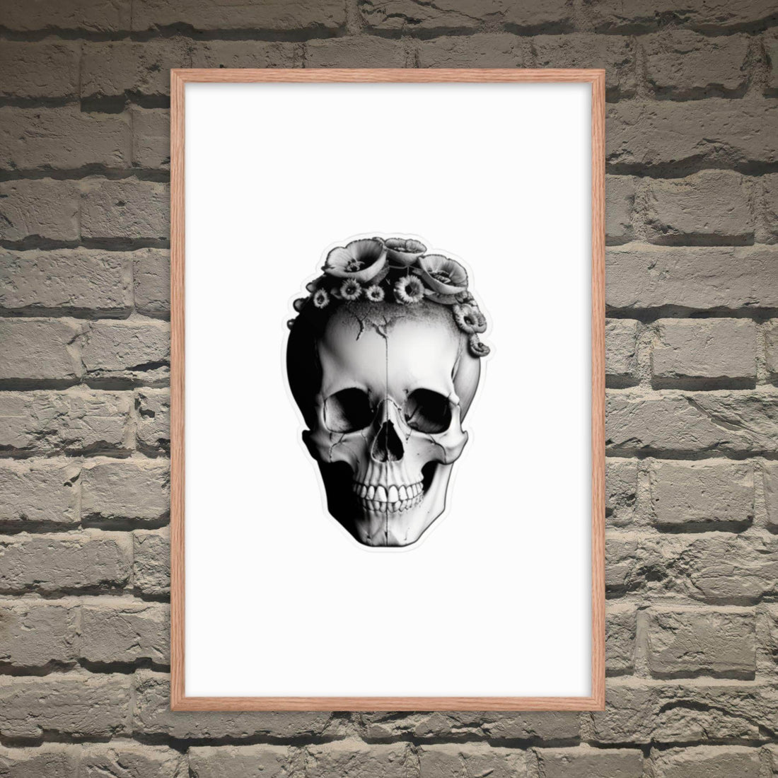 Frida Skull Minimal Goth Framed Poster - Pale Blood Store