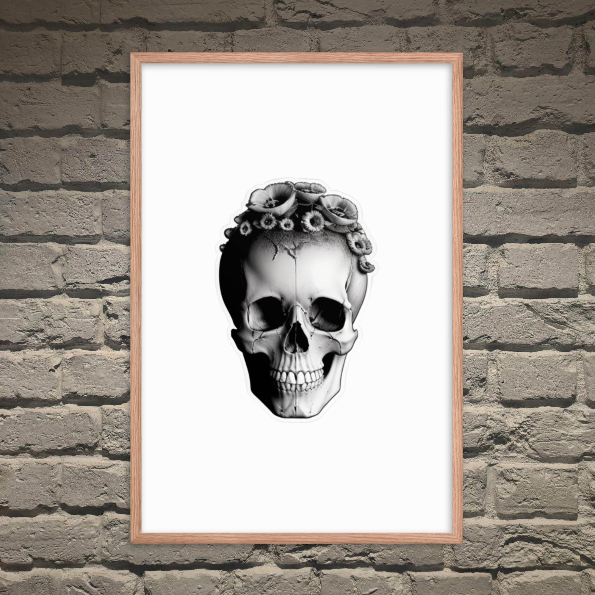 Frida Skull Minimal Goth Framed Poster - Pale Blood Store