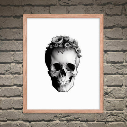 Frida Skull Minimal Goth Framed Poster - Pale Blood Store