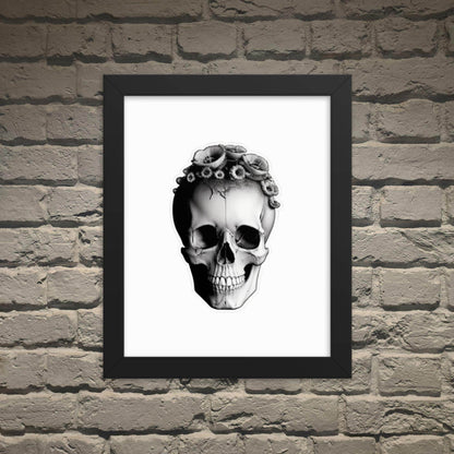 Frida Skull Minimal Goth Framed Poster - Pale Blood Store