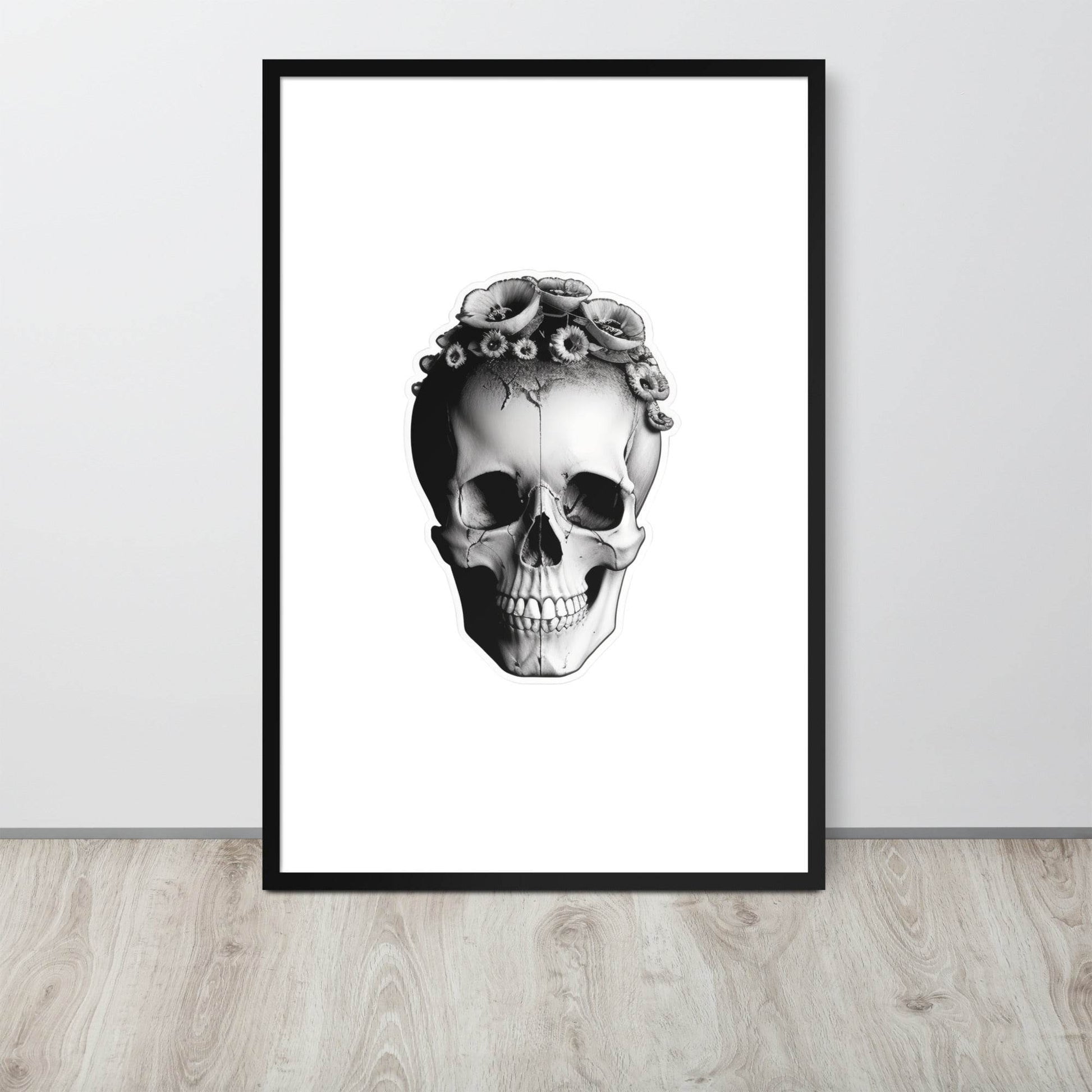 Frida Skull Minimal Goth Framed Poster - Pale Blood Store