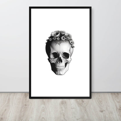 Frida Skull Minimal Goth Framed Poster - Pale Blood Store