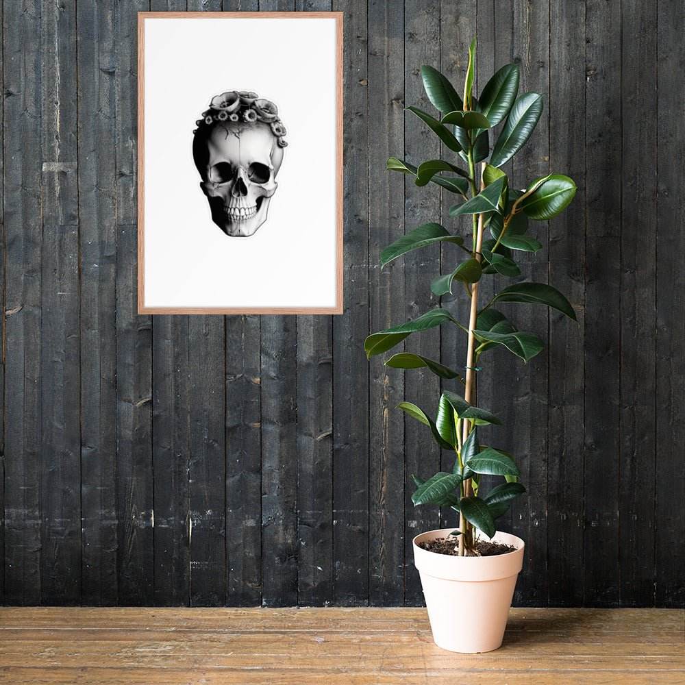 Frida Skull Minimal Goth Framed Poster - Pale Blood Store