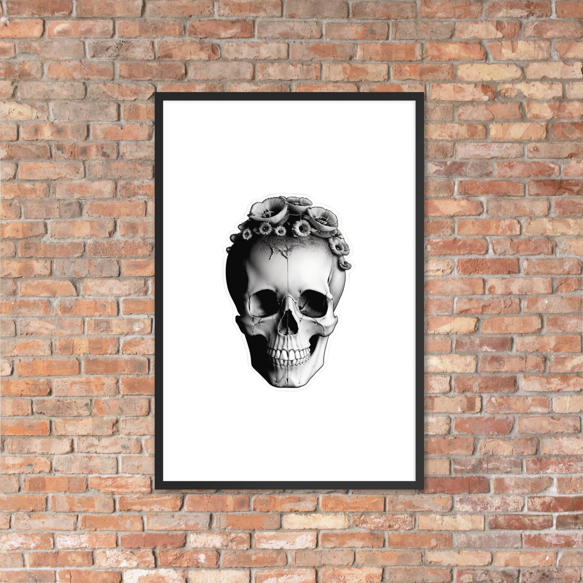 Frida Skull Minimal Goth Framed Poster - Pale Blood Store