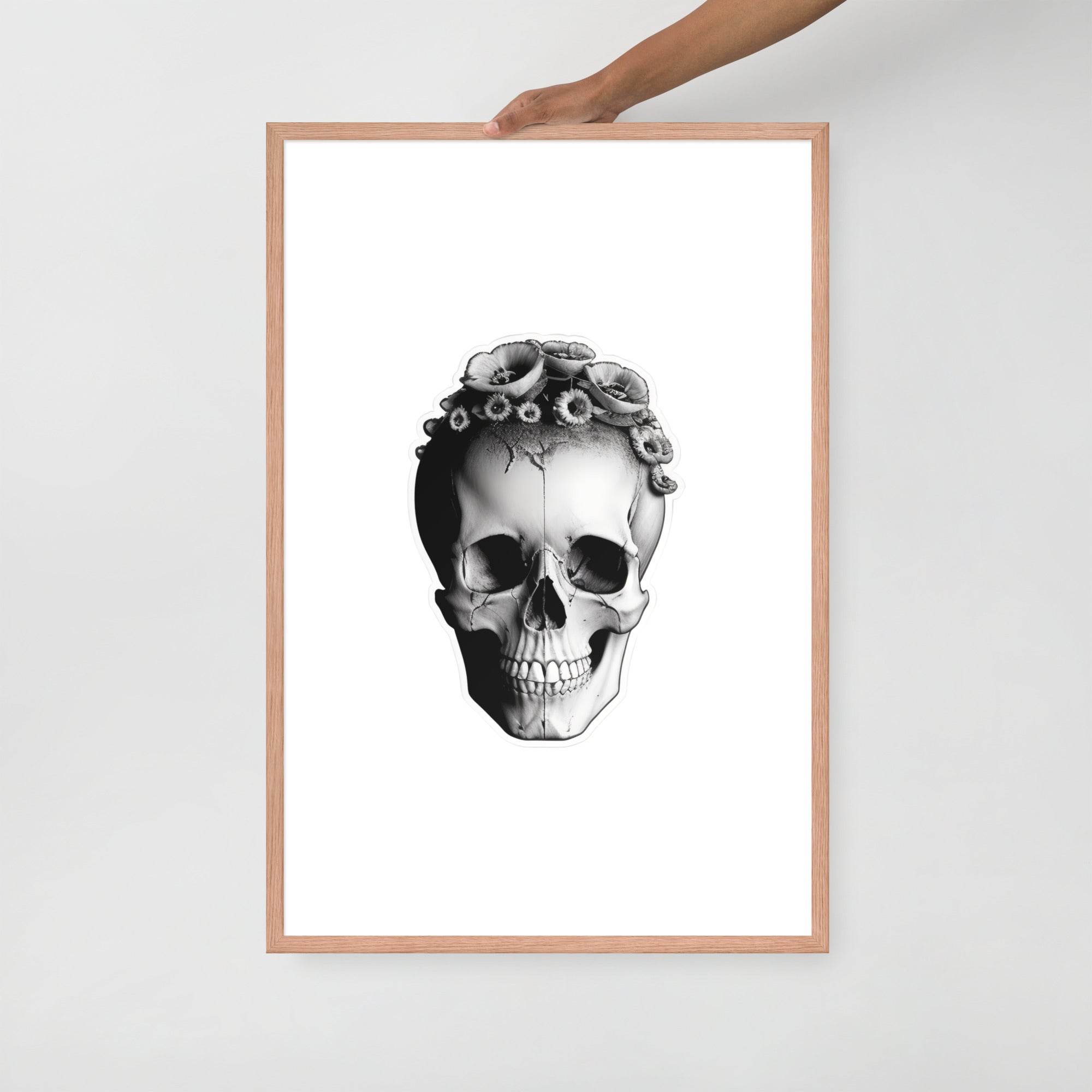 Frida Skull Minimal Goth Framed Poster - Pale Blood Store